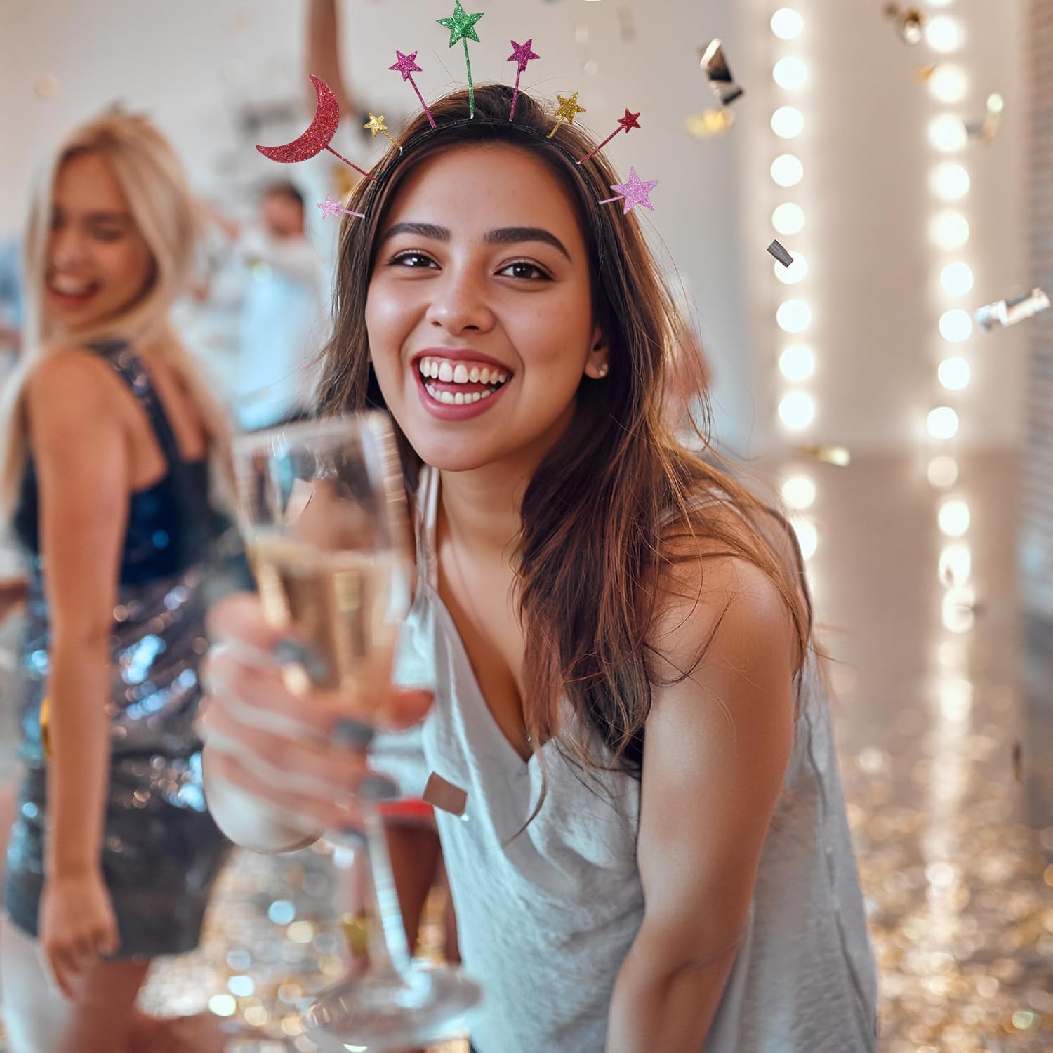 Diadema de estrella y luna, 4 piezas, diadema de estrella, diadema de estrella, diadema de luna para fiesta de cumpleaños