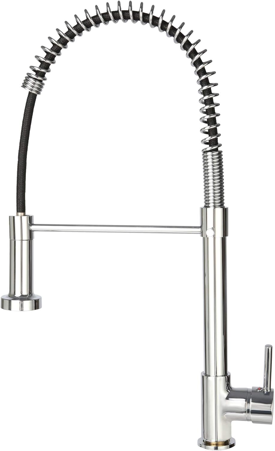 LUCKYERMORE Grifo de cocina comercial con rociador extraíble, acero inoxidable de arco alto, grifo de fregadero de resorte de un solo orificio
