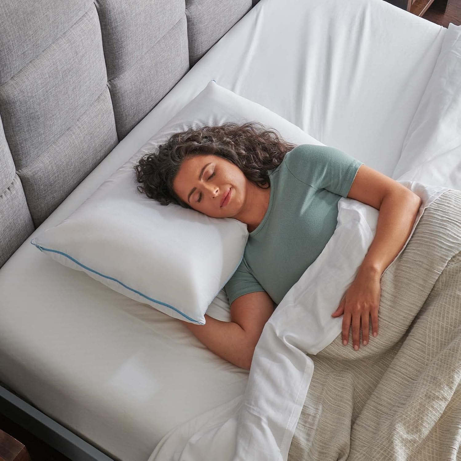 TEMPUR-Adapt (Supreme) 3%22 – Cubrecolchón de espuma viscoelástica, tamaño King y 15440325P TEMPUR-Cloud Breeze Almohada de enfriamiento doble,