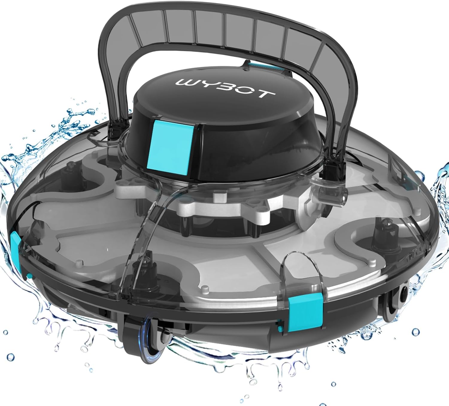 WYBOT Osprey 200SE – Aspiradora robótica inalámbrica para piscina, diseño de tapa transparente, puertos de succión duales potentes, estacionamiento