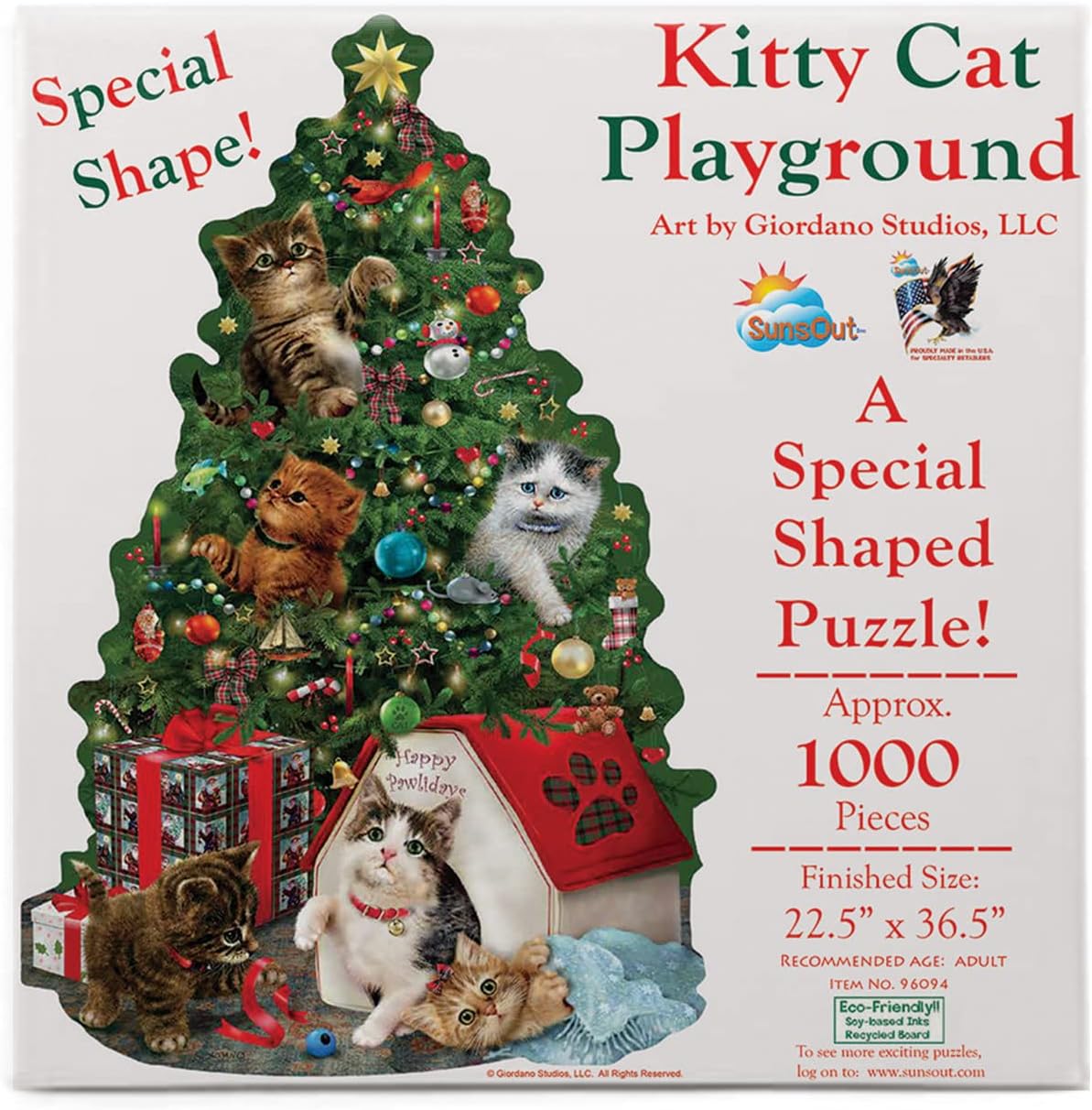 SUNSOUT INC – Kitty Cat Playground – Rompecabezas de 1000 piezas de forma especial por artista Giordano Studios – Tamaño acabado 22.5″ x 36.5″