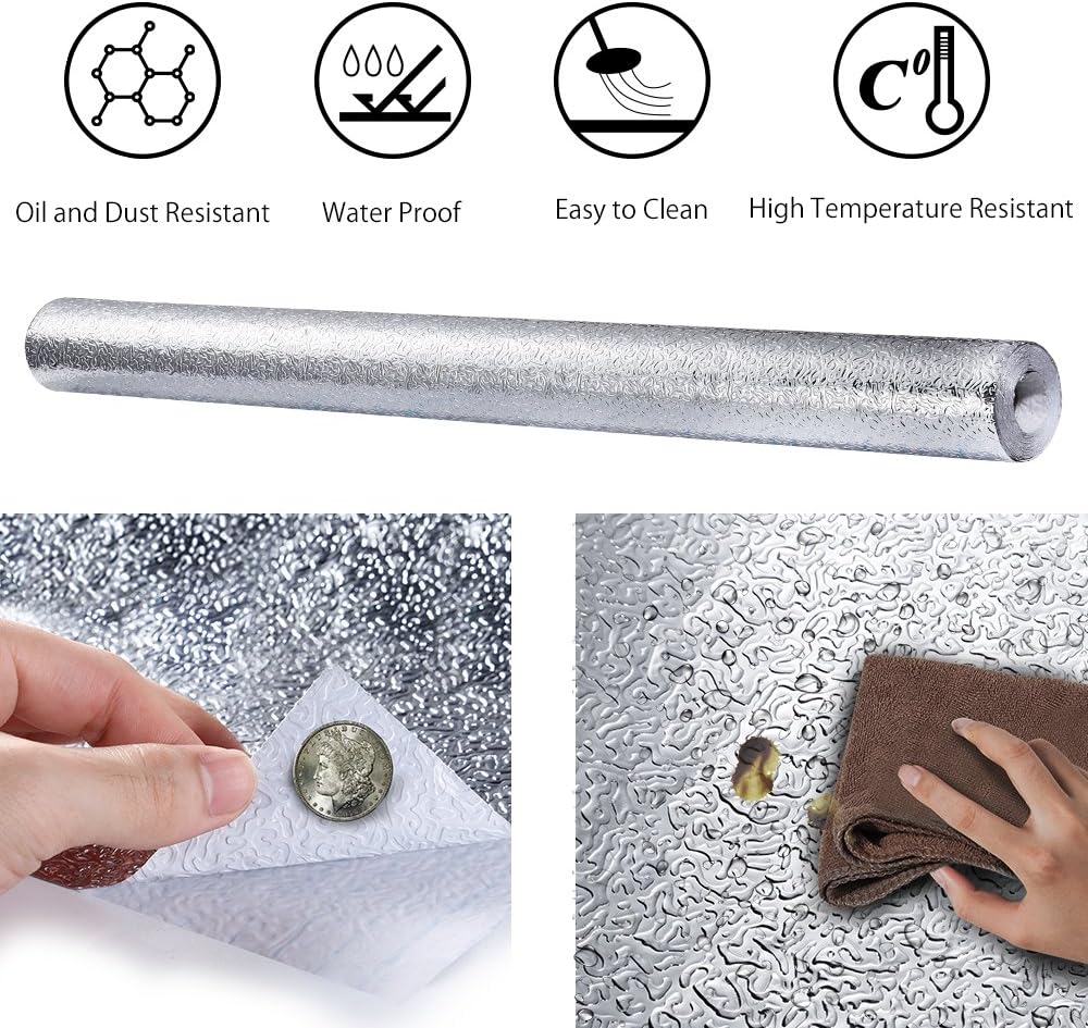 Papel pintado autoadhesivo para cocina, papel de pared de aluminio de alta calidad, paredes de cocina, cajones y estantes, resistente al calor y
