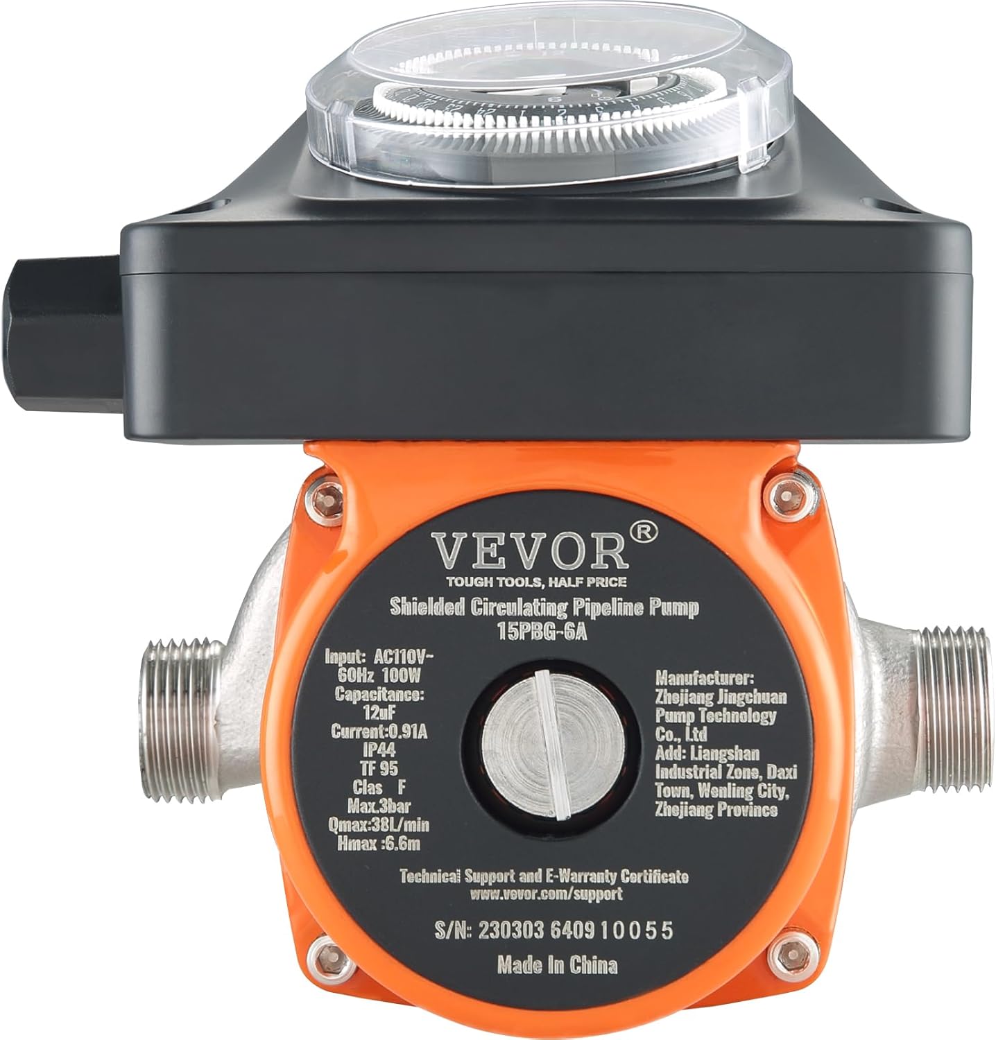 VEVOR Bomba de recirculación de agua caliente, bomba de circulación de agua de 100 W, arranque automáticocierre automático Circulación de cabeza de