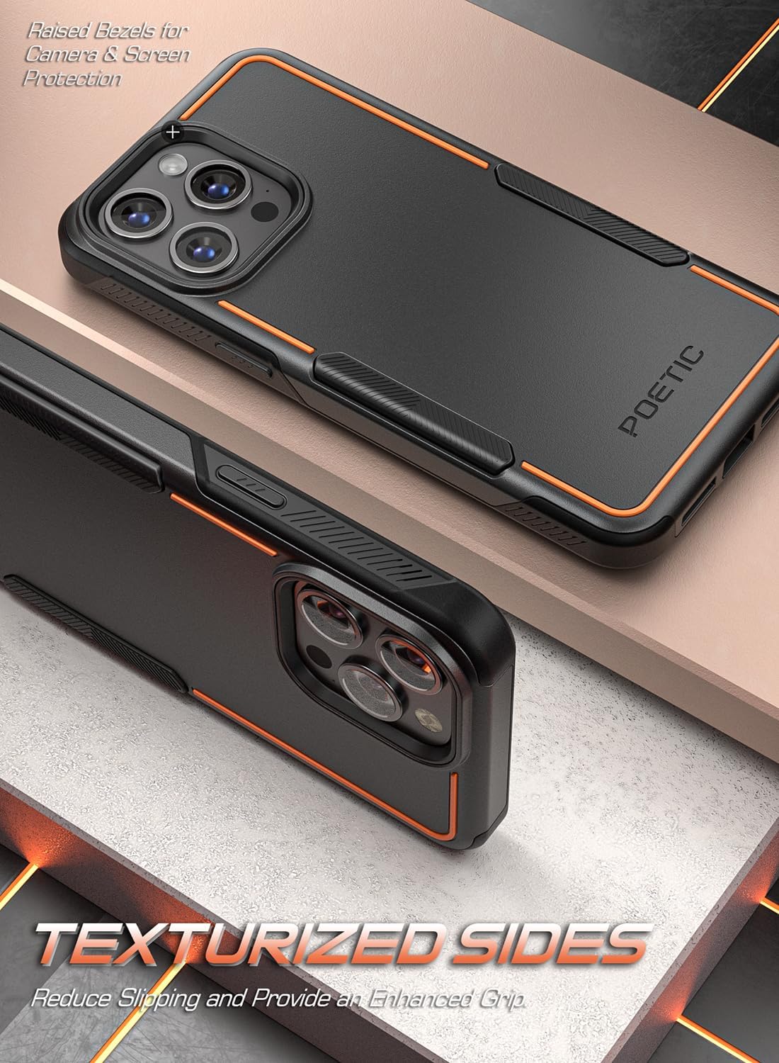 Poetic Neon Series – Funda para iPhone 15 Pro Max, de doble capa, resistente, resistente, ligera, delgada, a prueba de golpes, protección contra