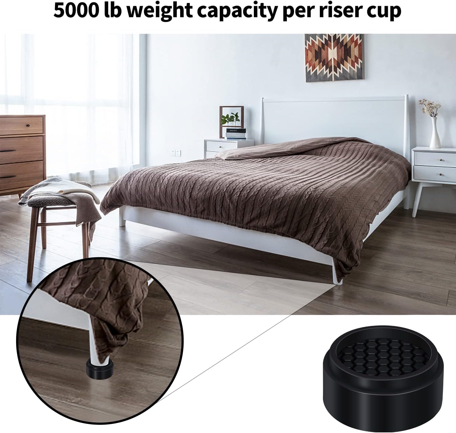 Ezprotekt Elevadores de muebles redondos ajustables de 1 pulgada, elevadores apilables para muebles que crean una altura adicional de 1, 2 o 3