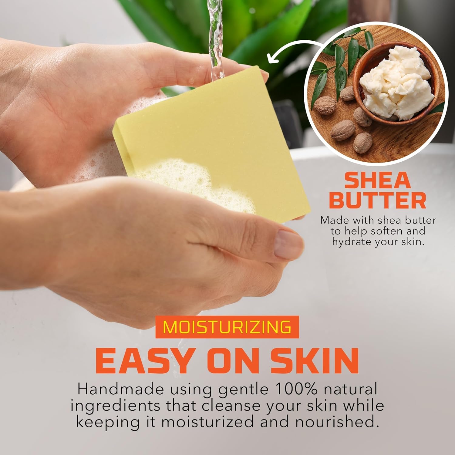 Barra de jabón natural, regalos de jabón hecho a mano para hombres, para el cuidado de la piel de la cara y el cuerpo con manteca de karité, sin
