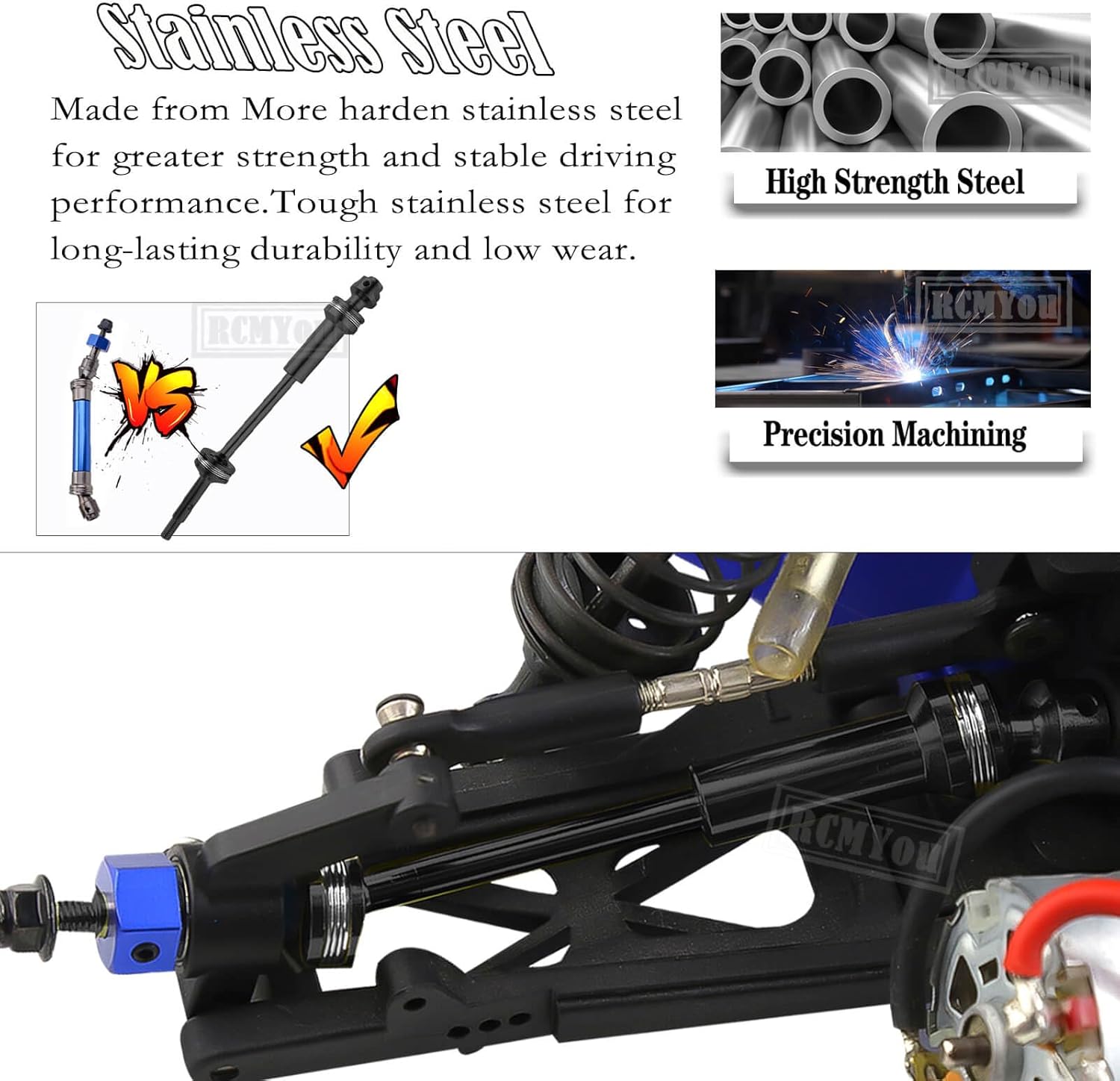 RC Upgrades Part para 110 Slash 2WD, eje de transmisión CVD, brazo de suspensión trasero delantero de aleación, bloque de rueda, bloques de