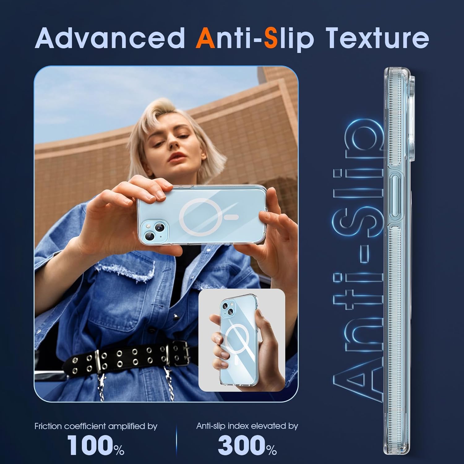 MILPROX Funda compatible con iPhone 15 Plus  Compatible con MagSafe  Diseño magnético transparente transparente  Antideslizante que no se amarillea