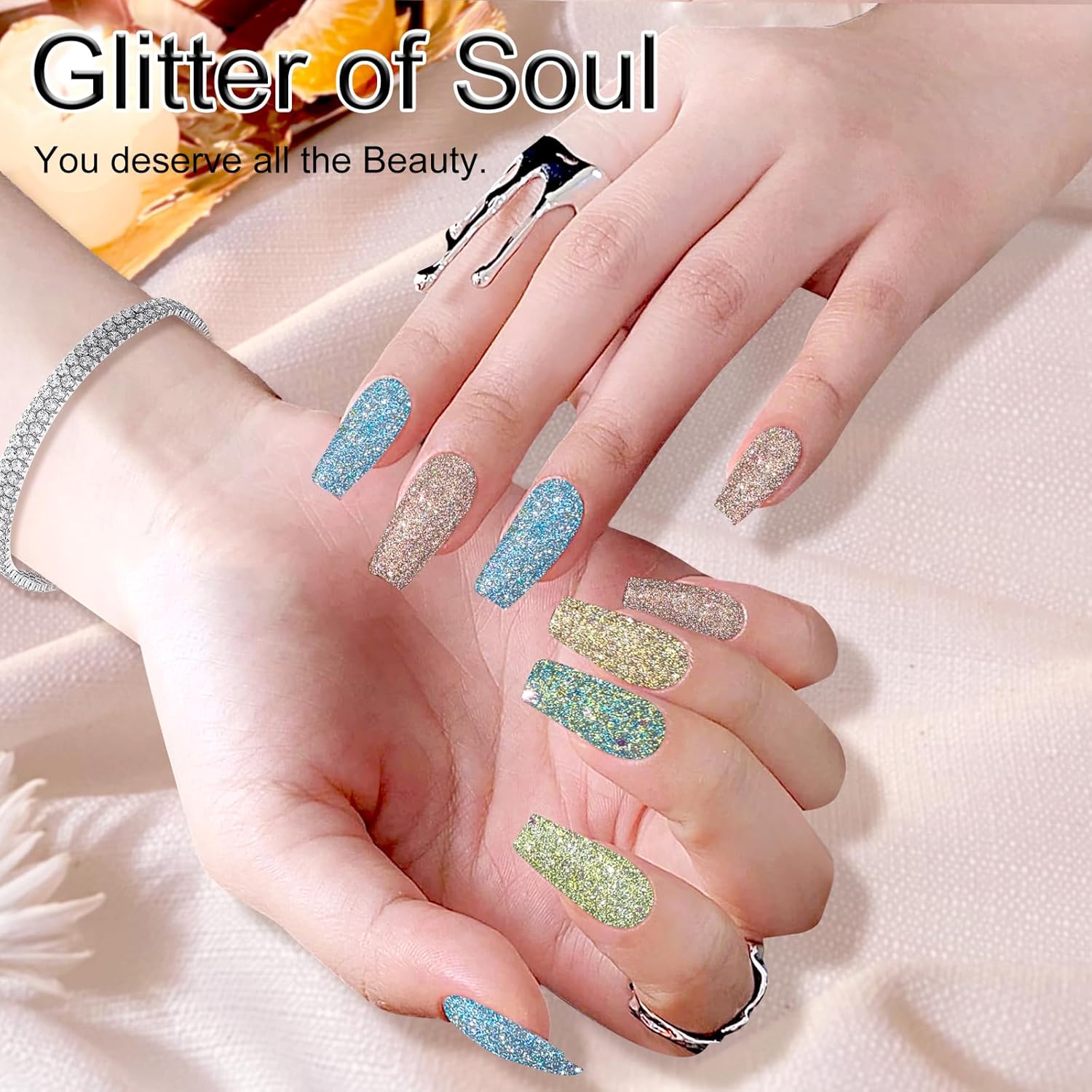 Juego de polvos de uñas Aurora Opal de 6 colores, pigmento iridiscente de arte de uñas de cristal de hielo, lentejuelas de uñas de colores