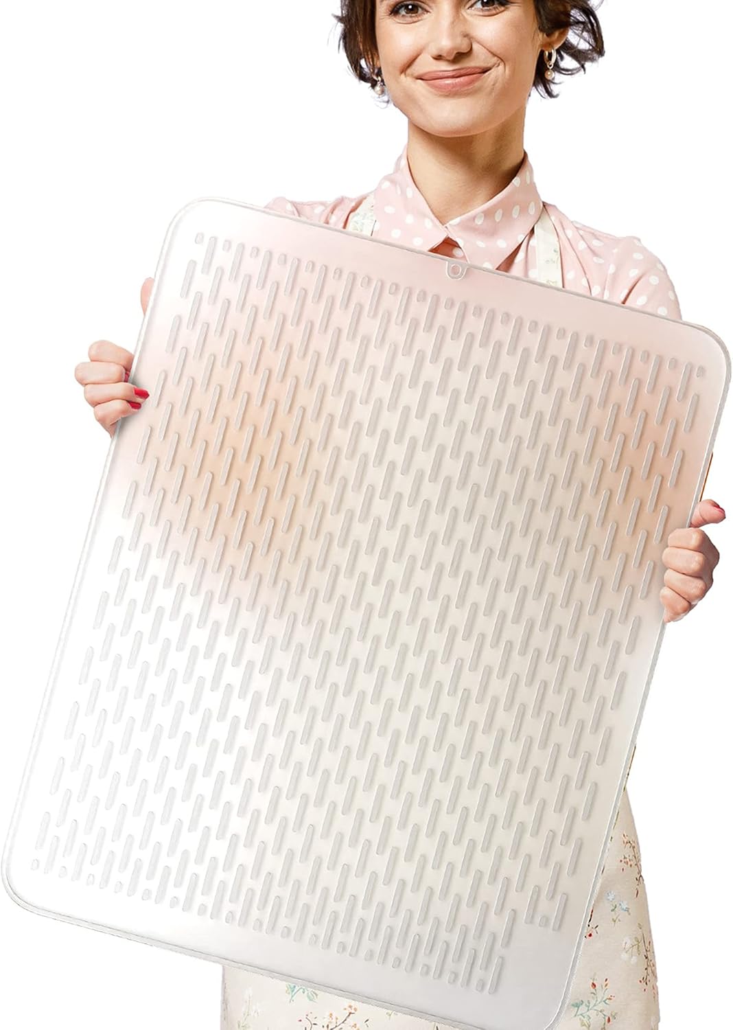 MonsterMat – Tapete extra grande (30 x 24 pulgadas) para secar platos de silicona resistente para encimeras de cocina (translúcido, XL – 30 x 24