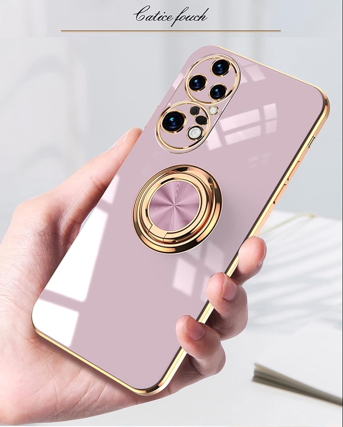 Funda para Huawei P50 Pro con soporte de 360 Tecnología de galvanoplastia Soporte magnético para coche, cubierta de protección delgada compatible