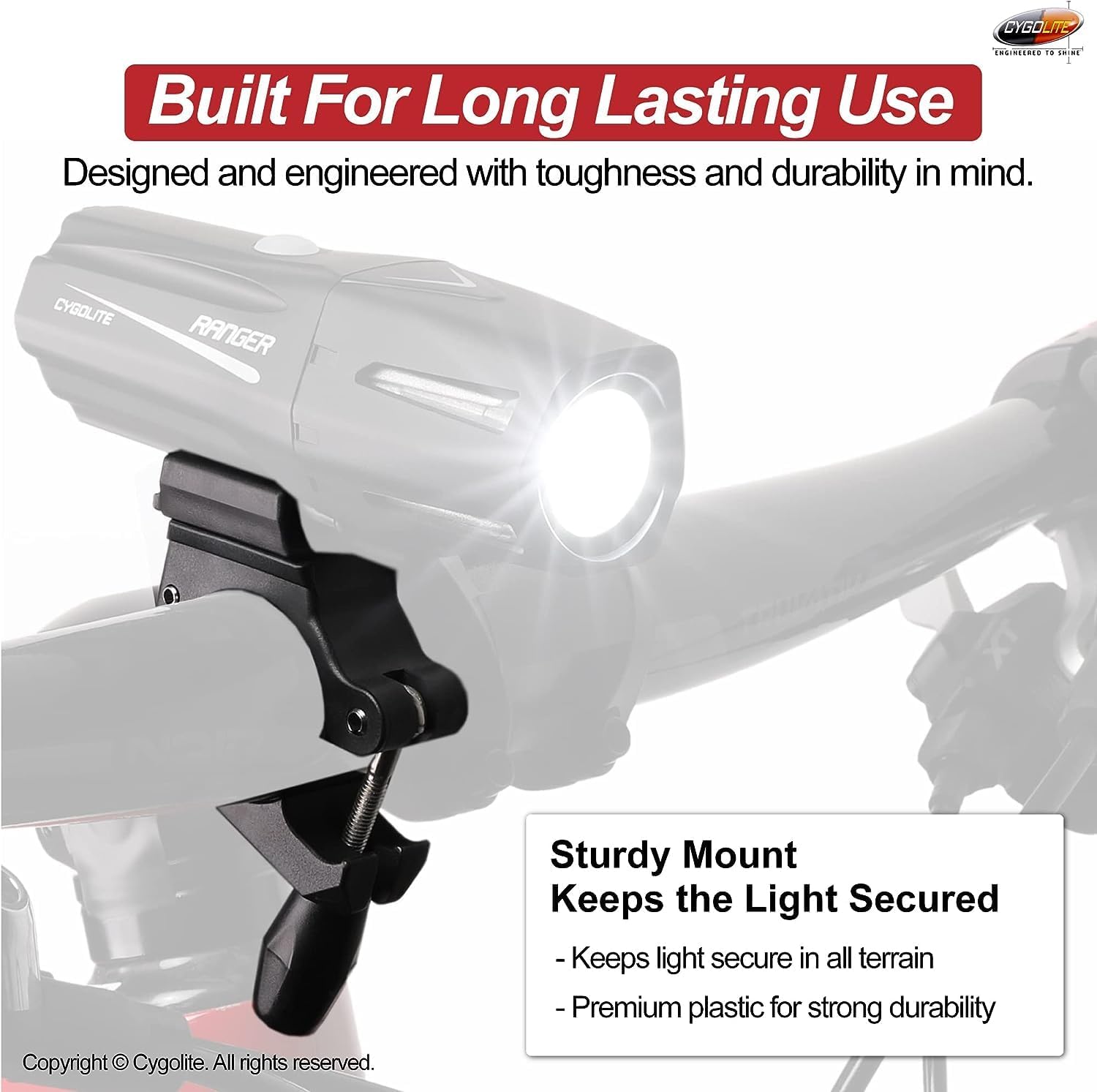Cygolite Soporte de manillar de 1.378 in para todas las luces de bicicleta Ranger, Metro y Streak Series – Diseñado para manillar de bicicleta de