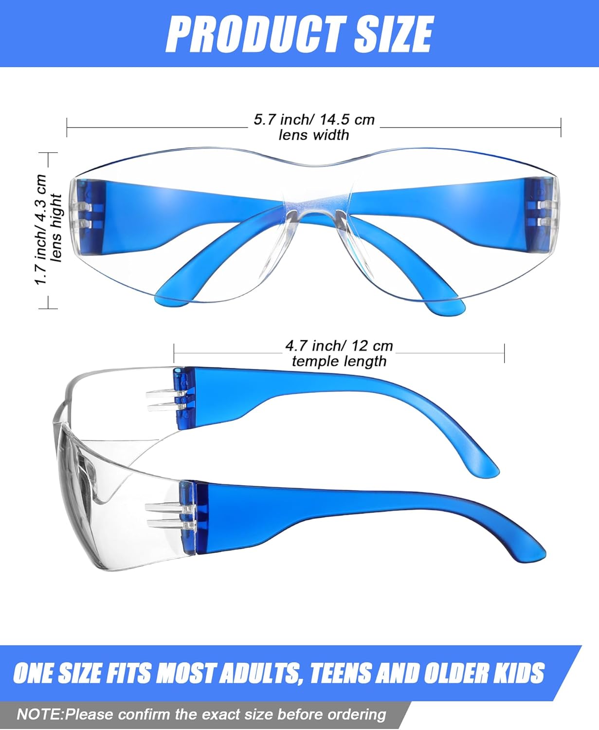 Kanayu 200 lentes de seguridad transparentes a granel para hombres y mujeres, gafas de seguridad para protección ocular con resistentes a los
