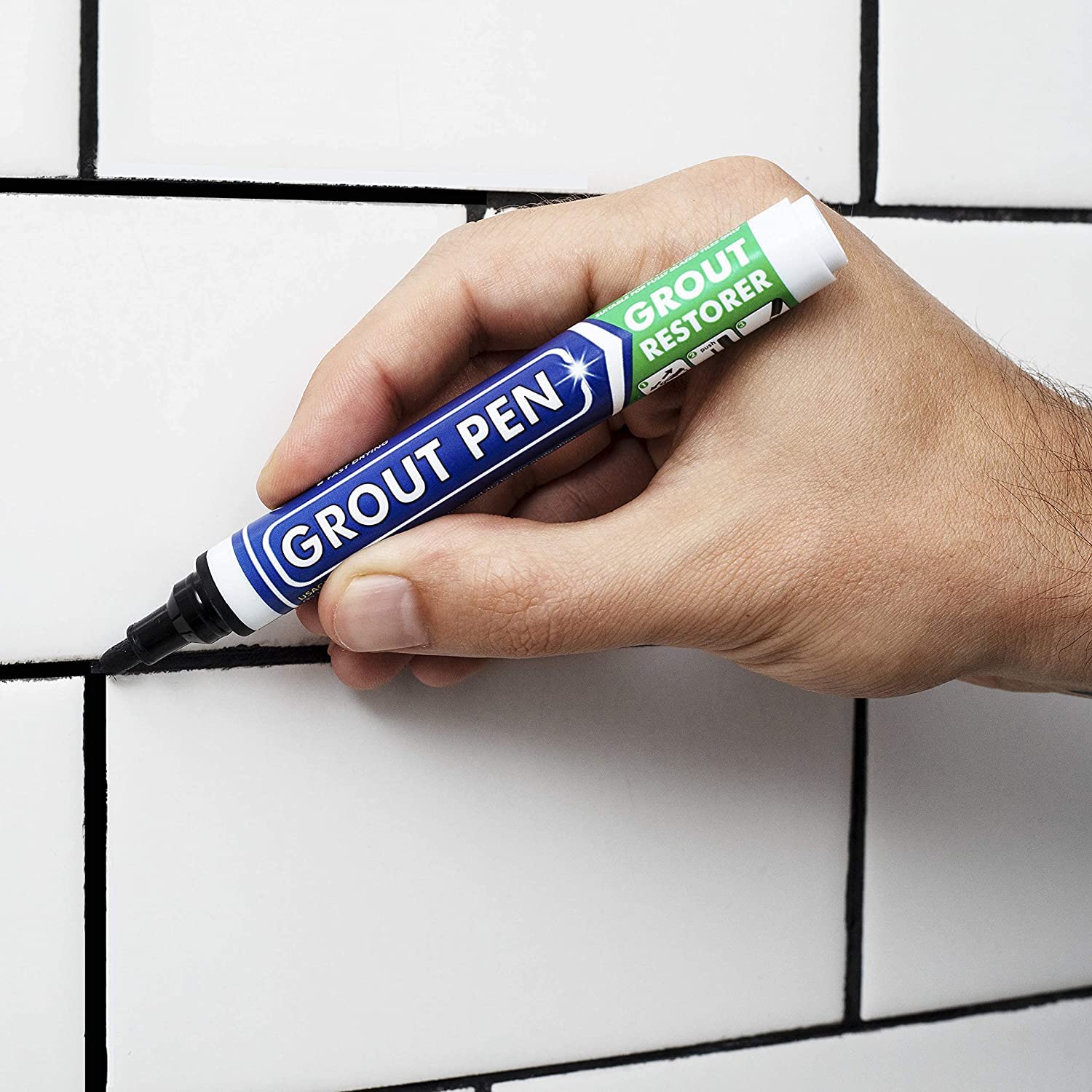 Rotulador de pintura para azulejos negro, paquete de 1 y 2 unidades con puntas adicionales (estrecha, 0.197in), colorante y sellador impermeable