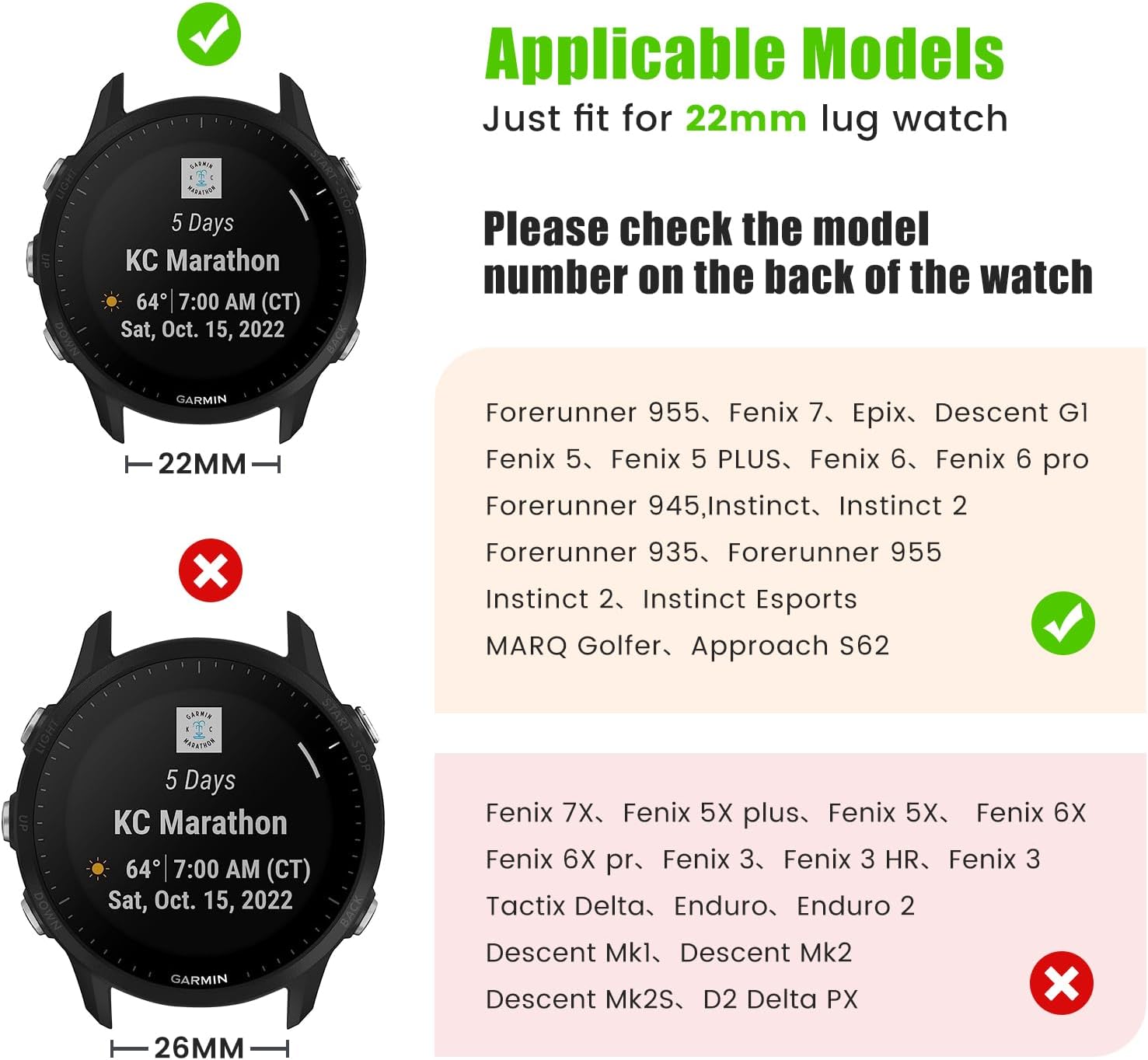 ANCOOL Compatible con Garmin Fenix 6 Bandas, 0.866 pulgadas, repuesto suave para Fenix 5Fenix 6 ProFenix 5 PlusQuatix 6Approach S62, amarillo
