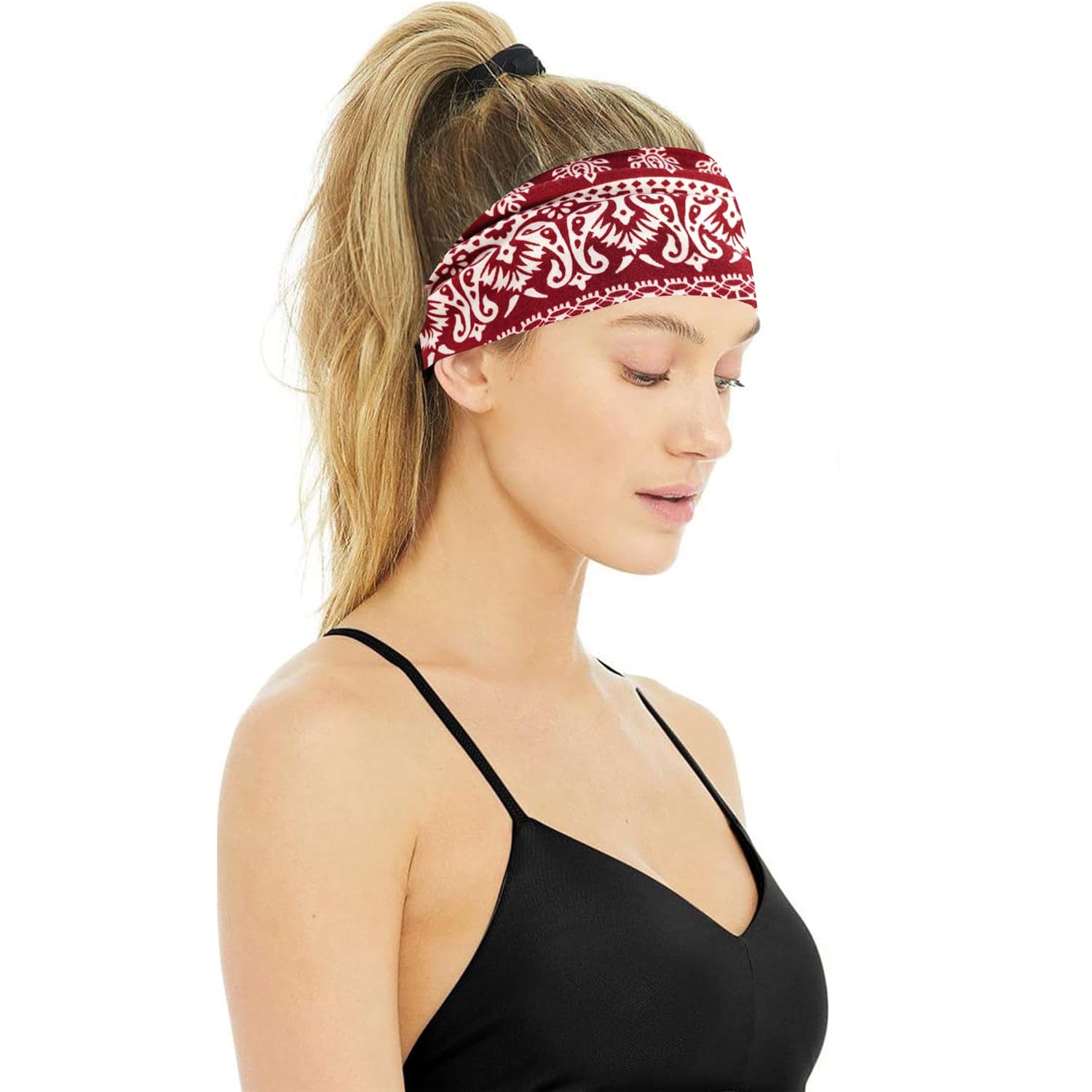 Diademas bohemias a la moda, bandas antideslizantes para el cabello, con estampado floral, turbante, de tela suave, bandas para el sudor, yoga,