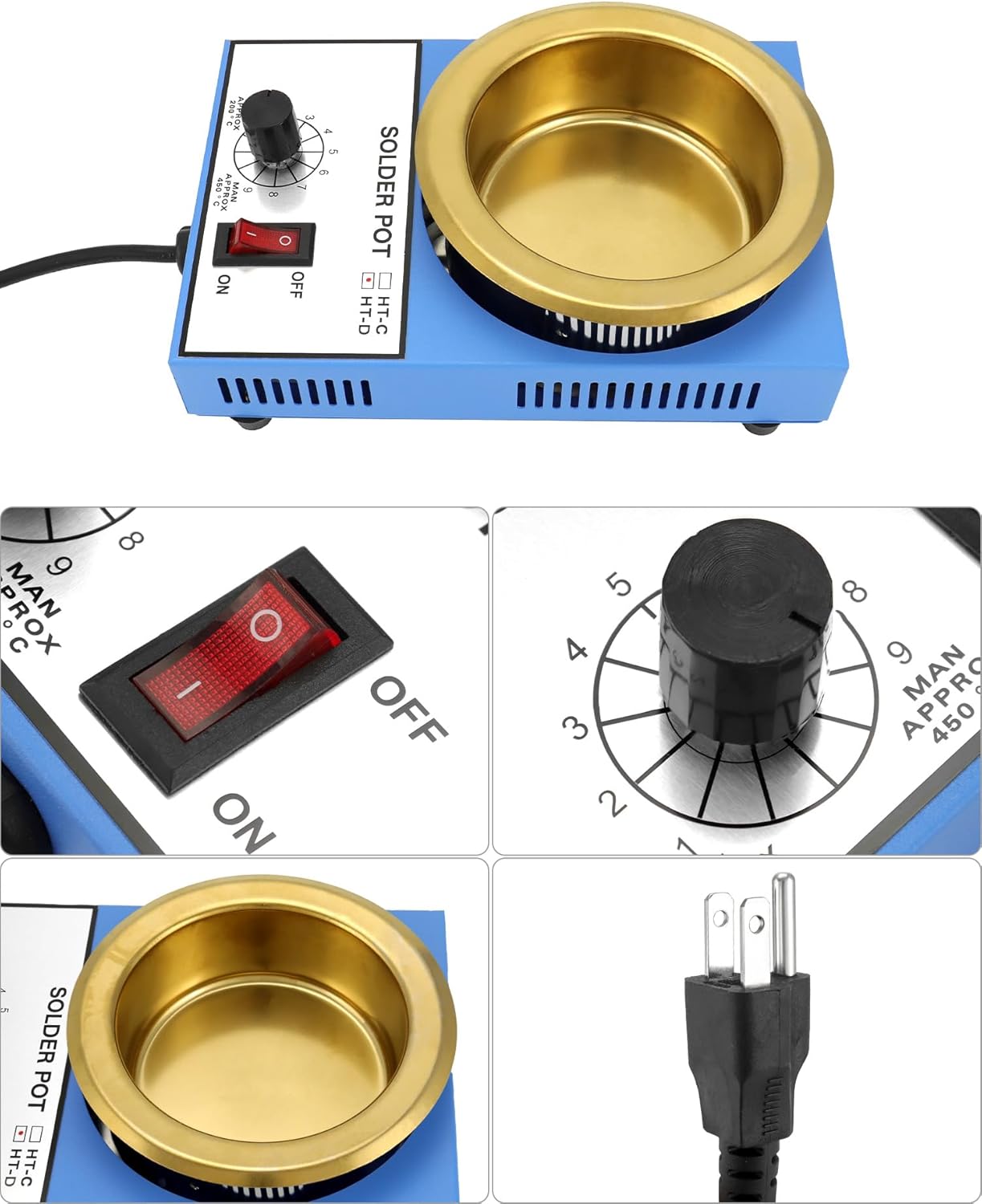QWORK Olla de soldadura, 300 W 110 V, placa de titanio de baño de soldadura de 3.937 in, capacidad 52.91 oz 392.0-842.0 F, incluye olla extra de