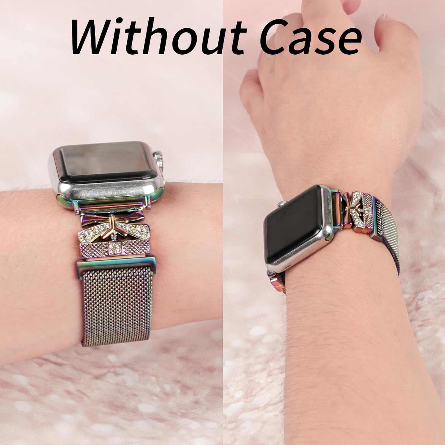 Correa magnética para mujer compatible con Apple Watch Band 1.496 in 1.575 in 1.614 in 1.654 in 1.732 in 1.772 in, correa de acero inoxidable