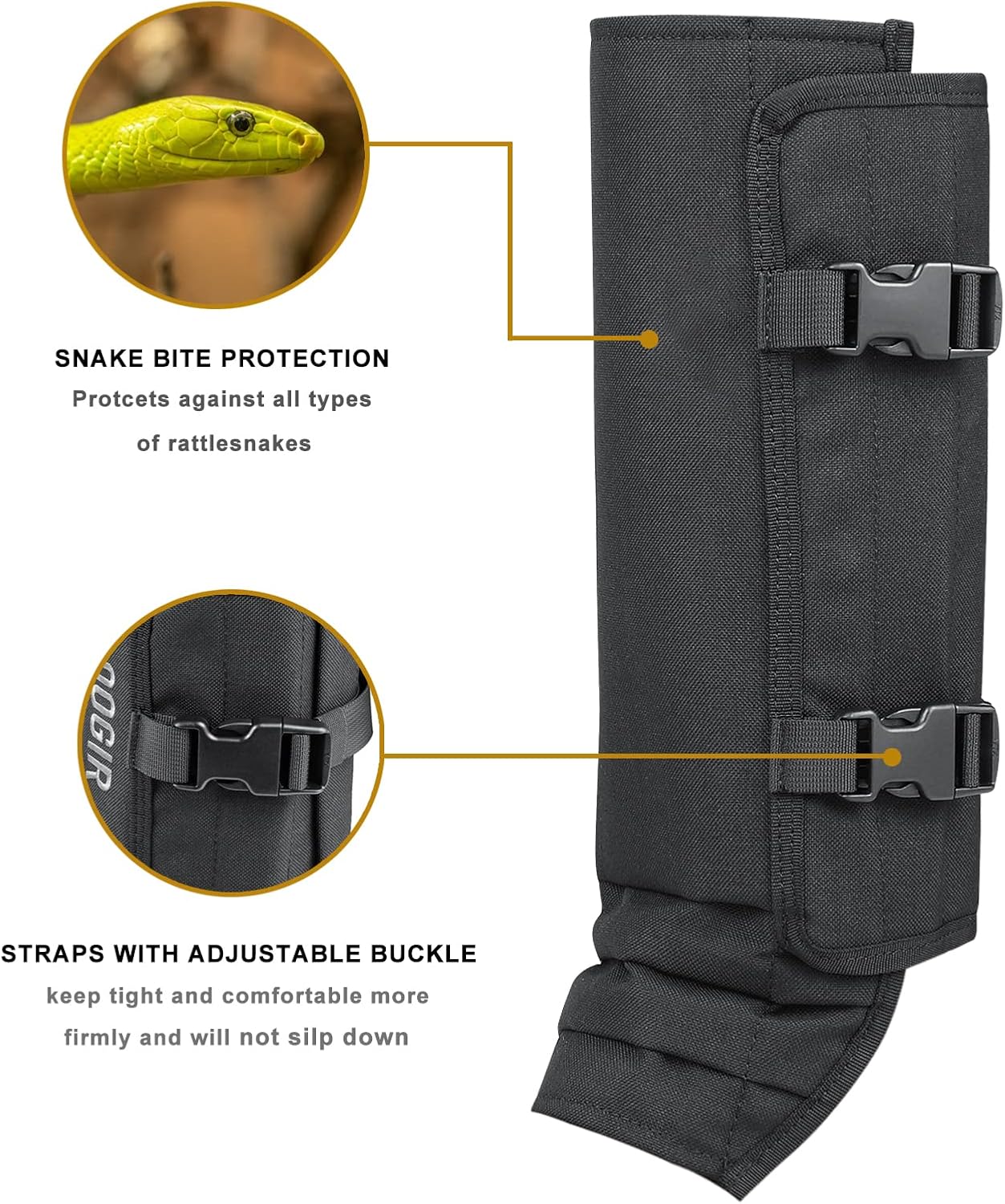Polainas de serpiente, protectores de serpientes, impermeables, protección contra mordeduras para piernas inferiores, polainas a prueba de
