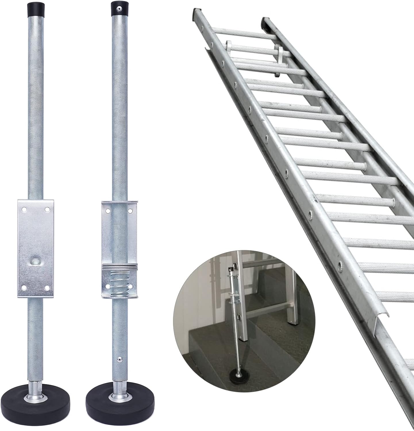 Nivelador estabilizador de escalera ajustable, 2 niveladores de escalera para escaleras de extensión, 18.5 a 22.44 pulgadas, estabilizador universal