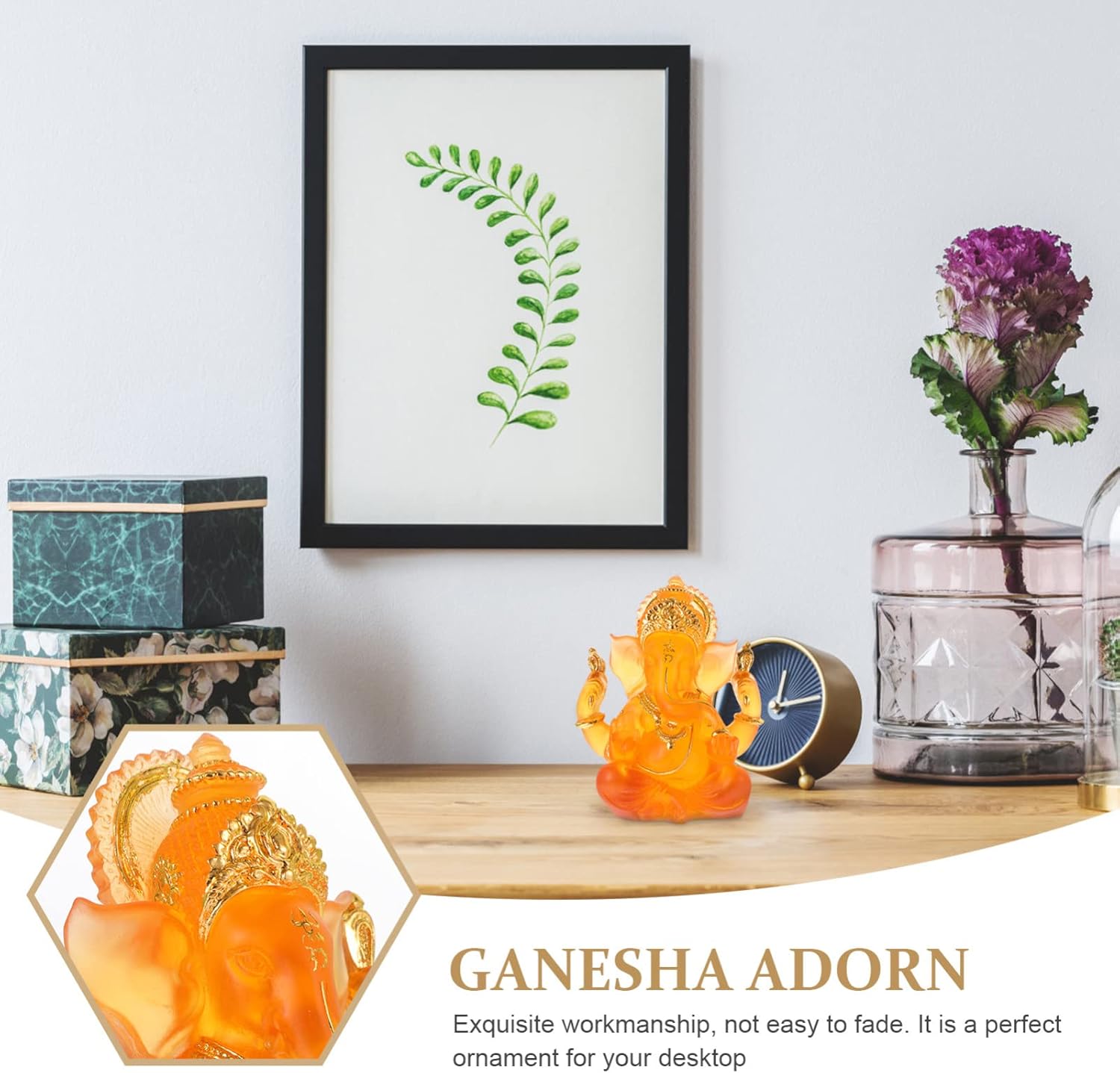 FOMIYES Decoración para el hogar, estatua de Ganesha, estatua de bendición hindú, Dios, Señor, Ganapati, ídolo, Feng Shui, elefante, escultura de