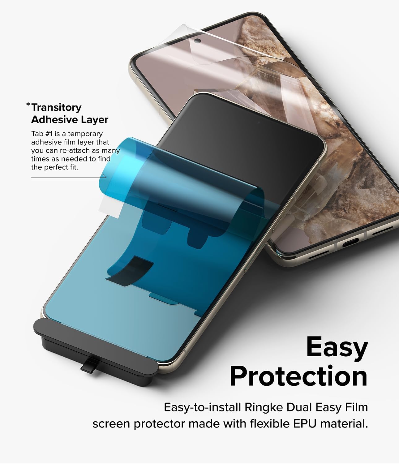 Ringke Película doble fácil protección de 4 capas compatible con Google Pixel 8 Pro, revestimiento de reparación autocurable, cobertura completa,