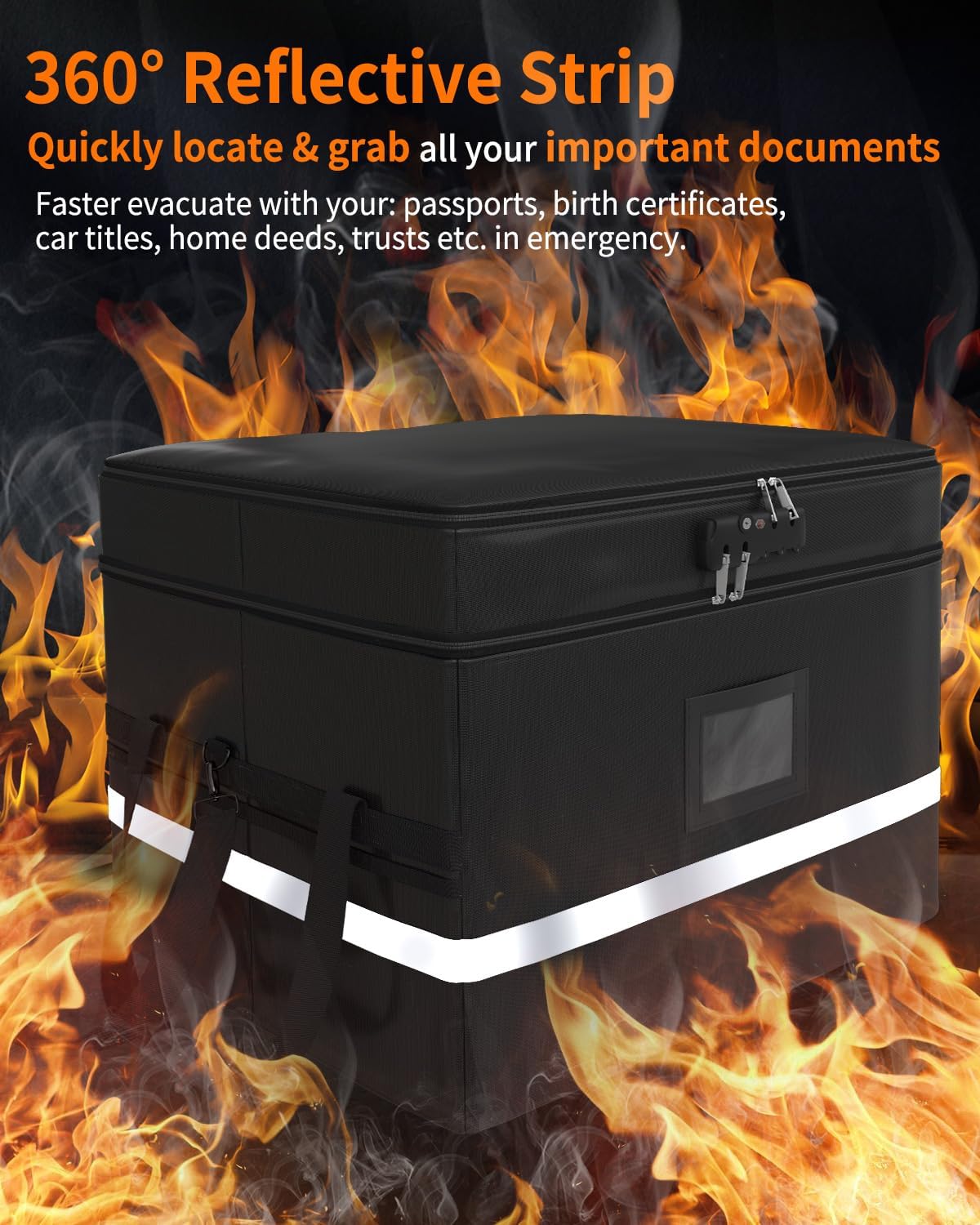 NYFITY Caja de documentos ignífuga, caja organizadora de archivos a prueba de fuego con cierre de tapas, hasta 3000 , resistente al agua, caja de