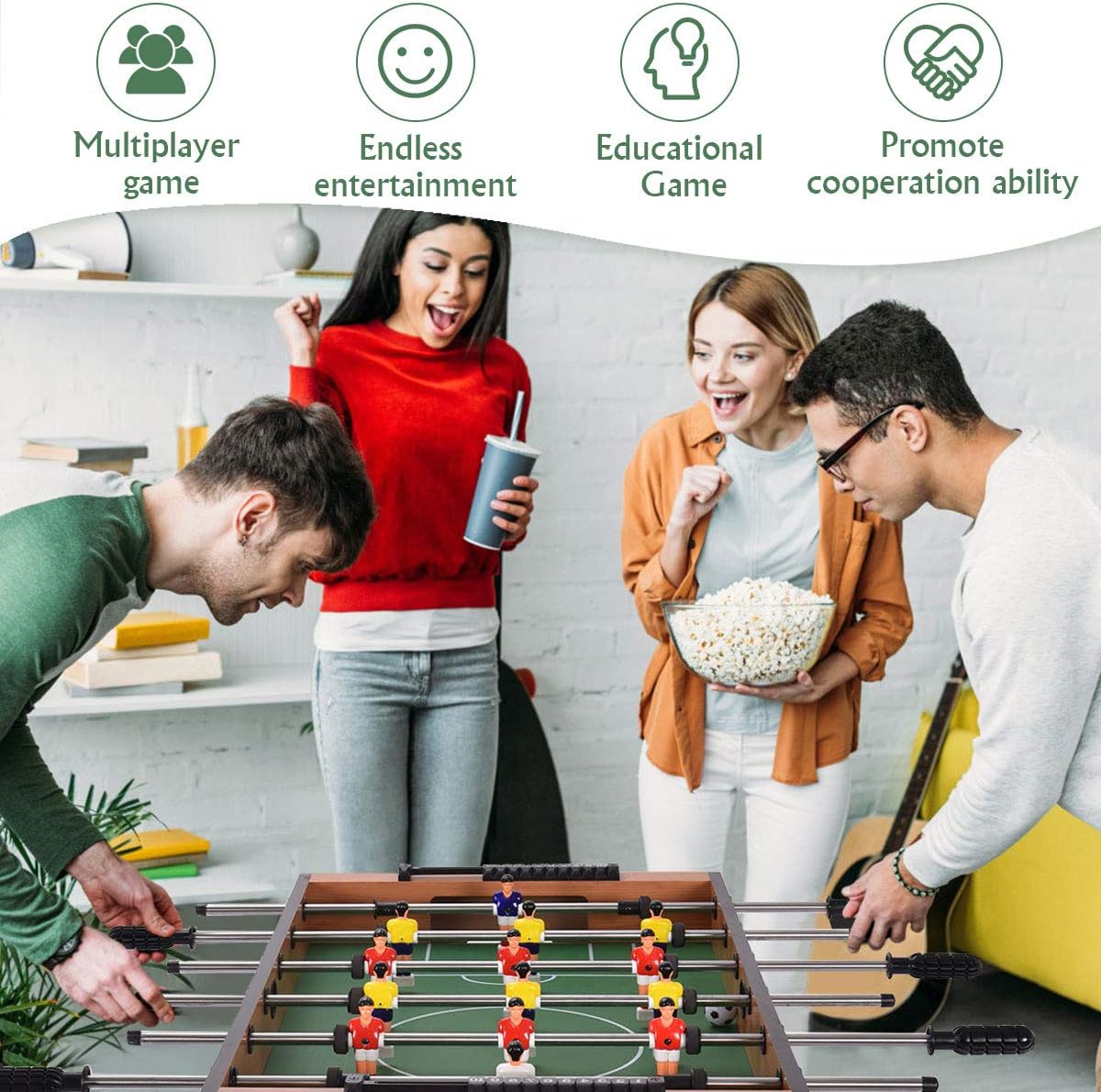 Giantex Mesa de futbolín de 37 pulgadas, mesa de juego de fútbol de competición de madera con 2 bolas, 2 soportes para tazas, futbolín de mesa