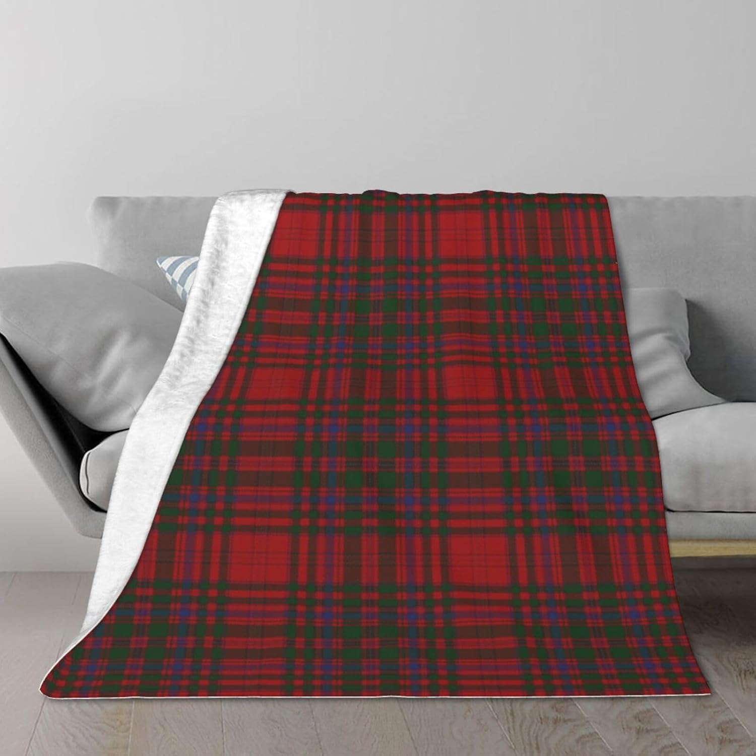 Manta de felpa con aire acondicionado, manta de forro polar a cuadros escoceses MacDougall para sofá cama para todas las estaciones, 50 x 40 pulgadas