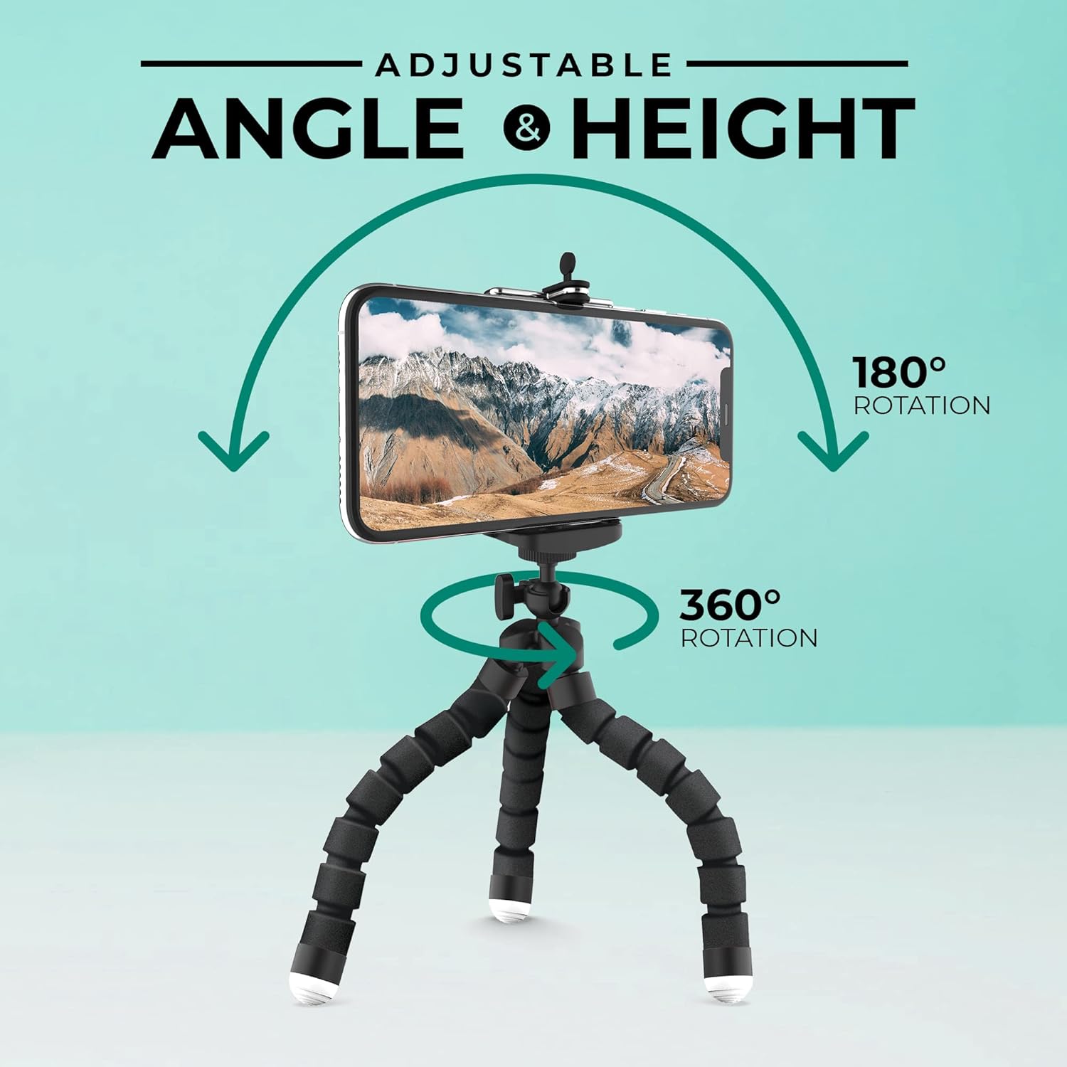 Soporte universal para trípode para teléfono  Soporte de trípode flexible para teléfono  Soporte ajustable  Rotación de 360  Pies antideslizantes,