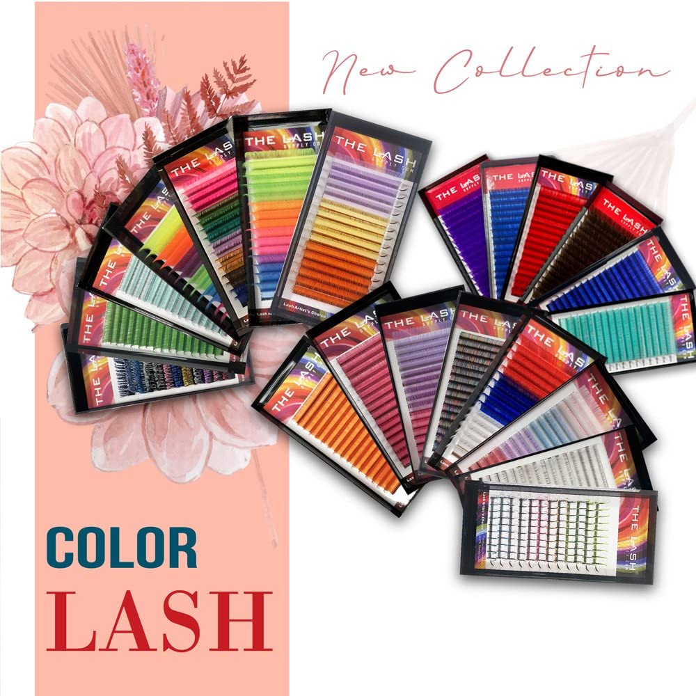 THE LASH SUPPLY Extensiones de pestañas de volumen de color para Halloween, rizo CC, 0.51-0.70 pulgadas de longitud, 0.07 de grosor, rizo natural y