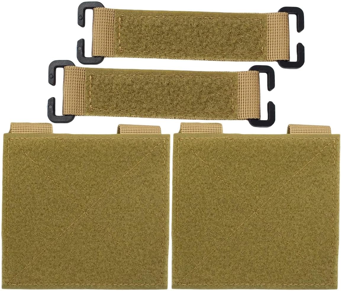 Panel de parches táctico Molle con gancho y bucle, accesorio Molle para mochila, chaleco, insignia de bricolaje e insignia (caqui, 4 unidades)