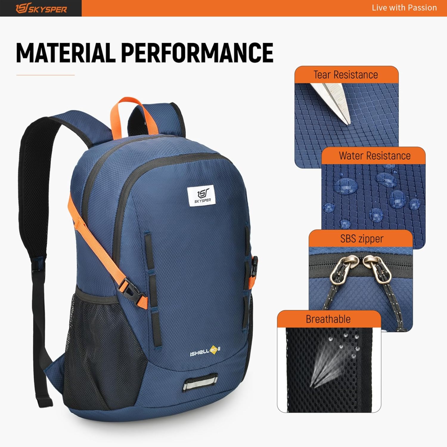 SKYSPER Mochila ligera de senderismo  Mochila de viaje pequeña de 20L Mochila plegable resistente al agua para mujeres y hombres