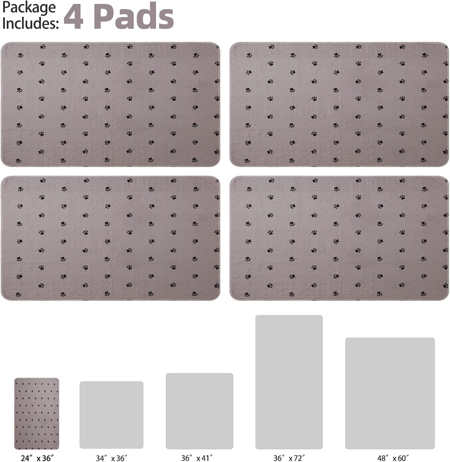 PUPTECK Almohadillas lavables para orina para perros, paquete de 4 unidades, impermeables, reutilizables, almohadillas de entrenamiento para