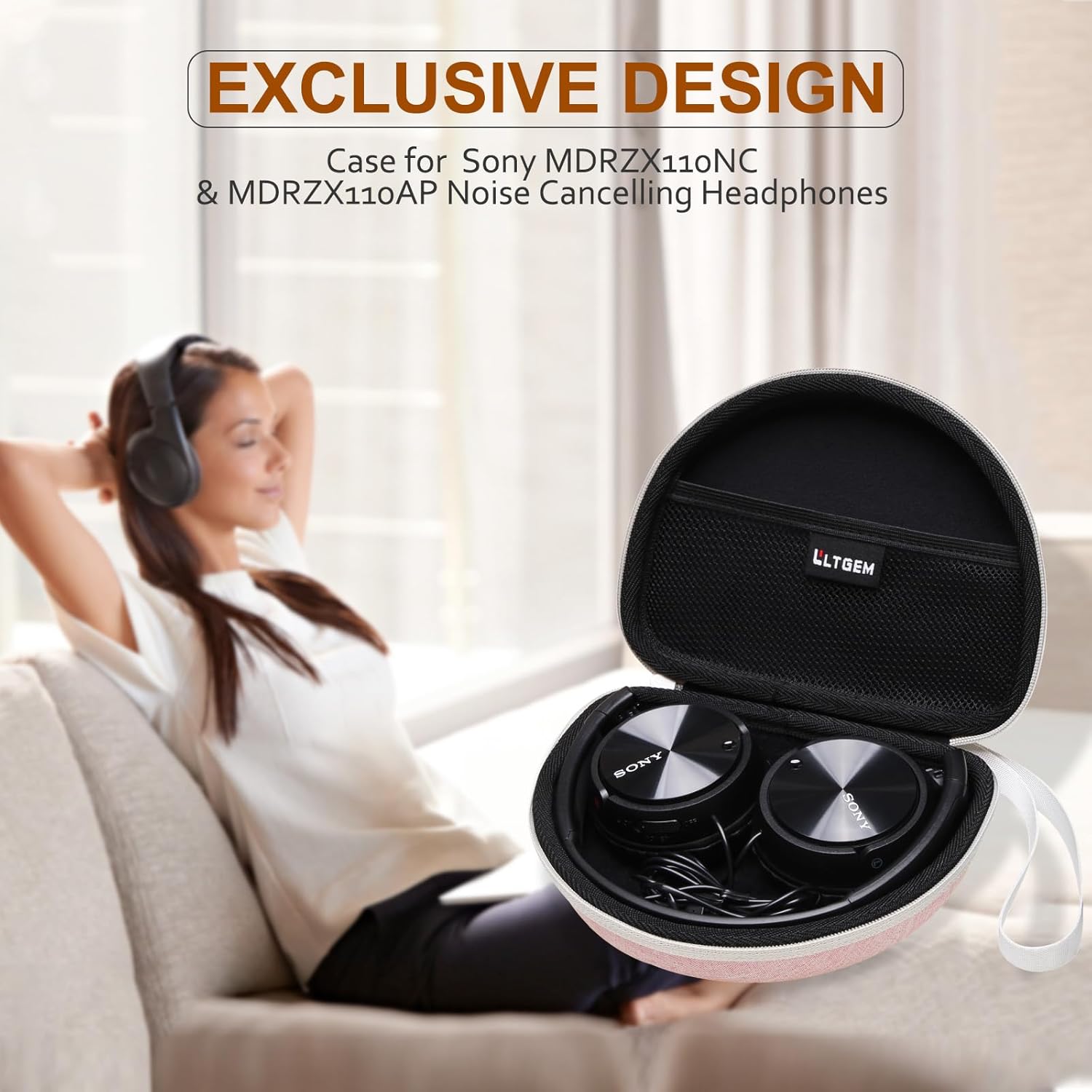 LTGEM Funda rígida para auriculares Sony MDR-ZX110ZX110APZX110NCZX310AP con cable, para auriculares iClever BTH22 para niños, bolsa de