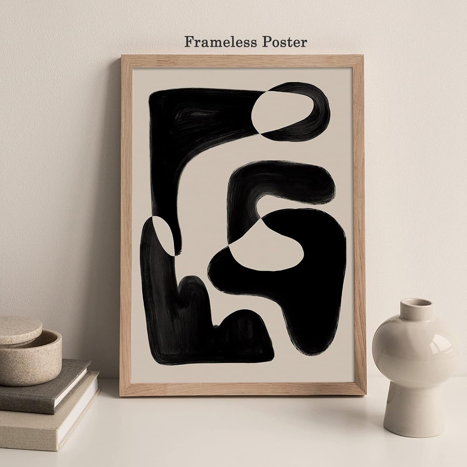 Lienzo abstracto negro para la pared, lienzo minimalista bohemio, pintura negra y marrón, impresiones abstractas neutrales para decoración de sala