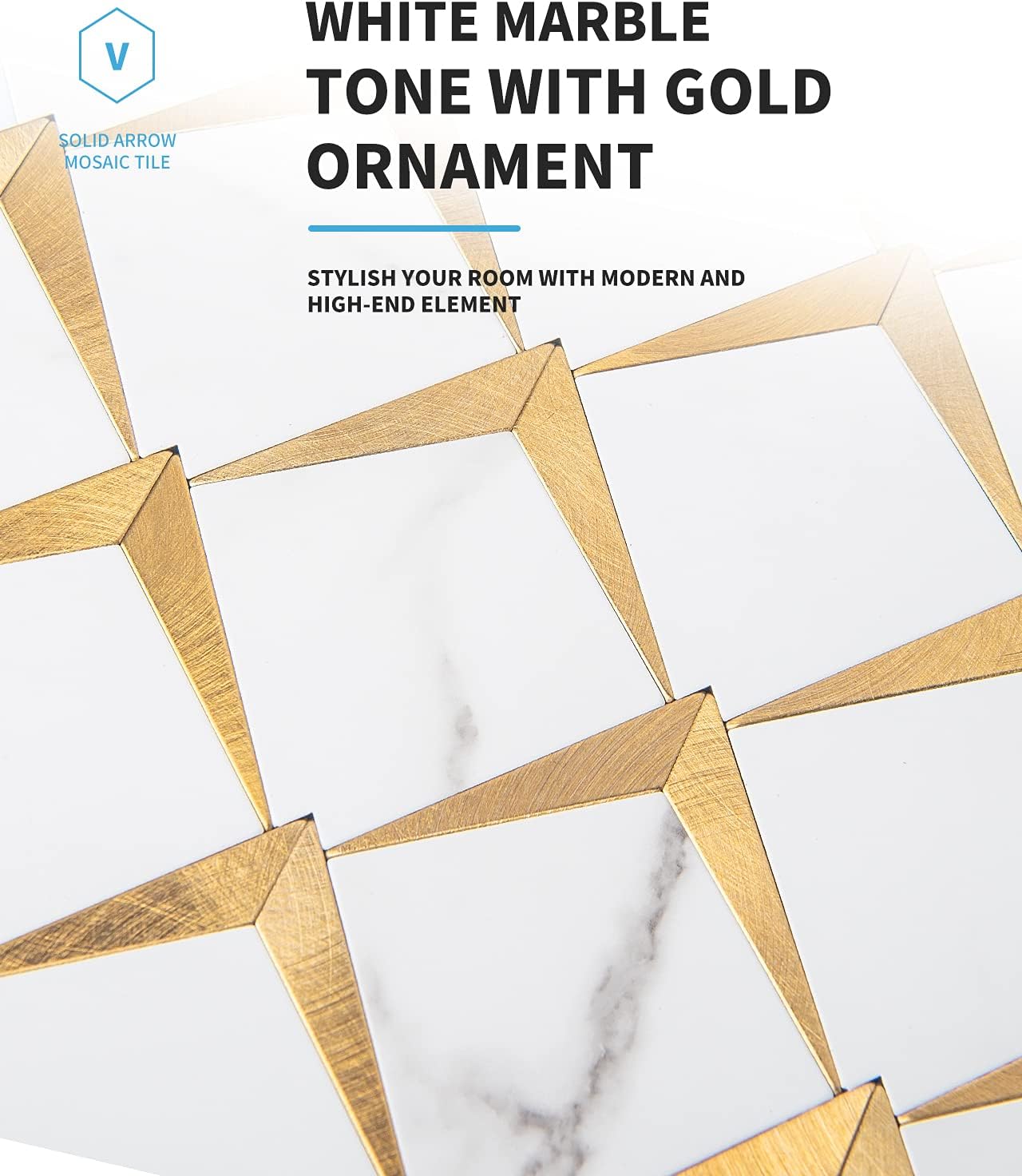 Art3d 10 hojas para despegar y pegar para decoración de cocina, azulejos de mosaico de diamante autoadhesivos para chimenea y baño