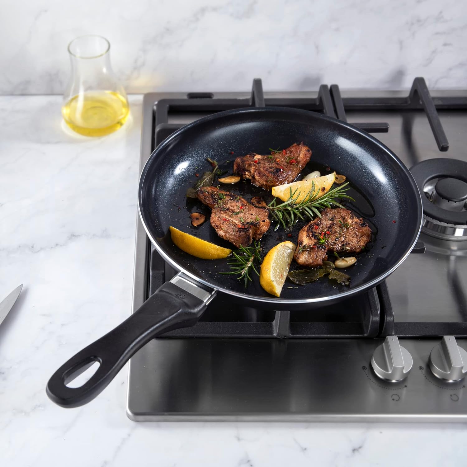 BK Vivid Ceramic – Juego de utensilios de cocina antiadherentes de inducción de 11 piezas, sin PFAS, apto para lavavajillas, color negro