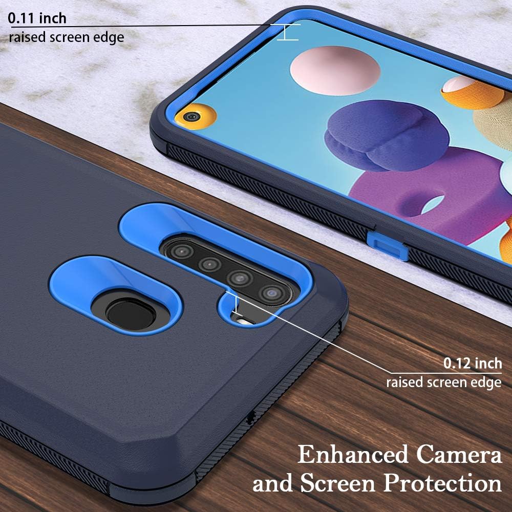 Funda protectora para Samsung Galaxy A21, resistente a prueba de golpes, con clip para cinturón, funda protectora para Samsung A21 (azul marino)
