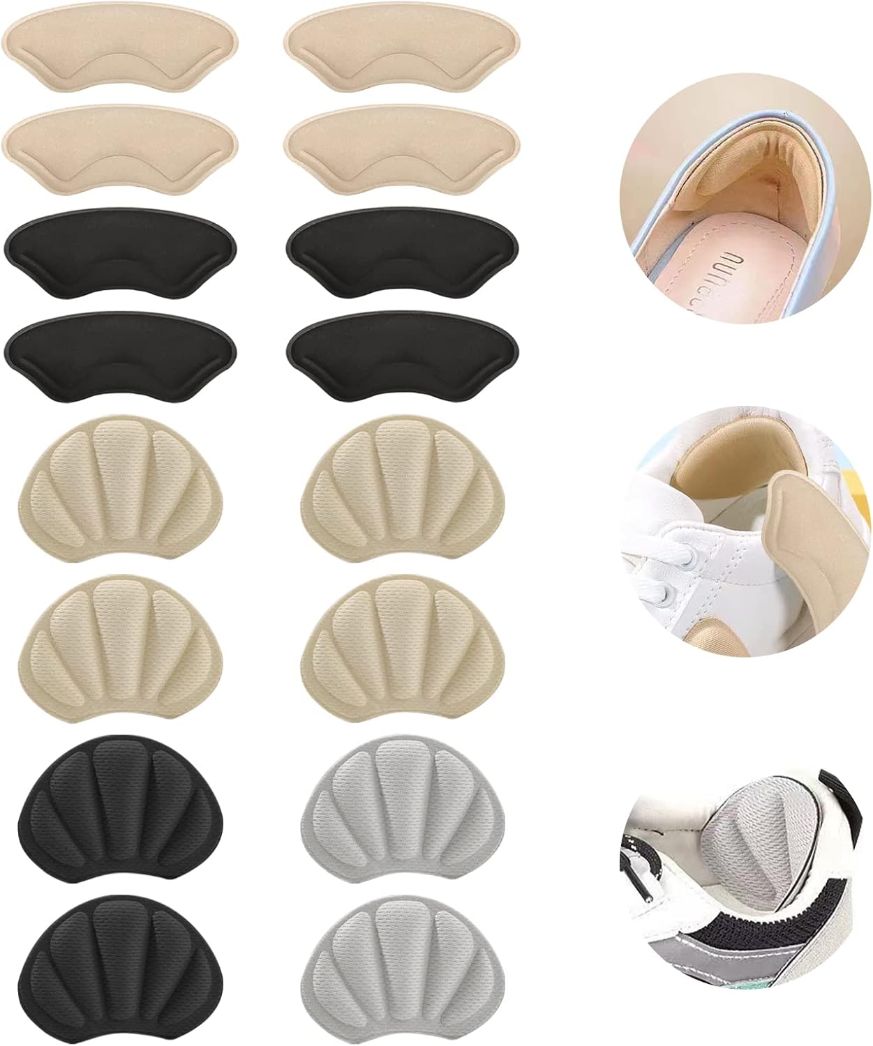 Almohadillas de talón para mujer, Varios colores
