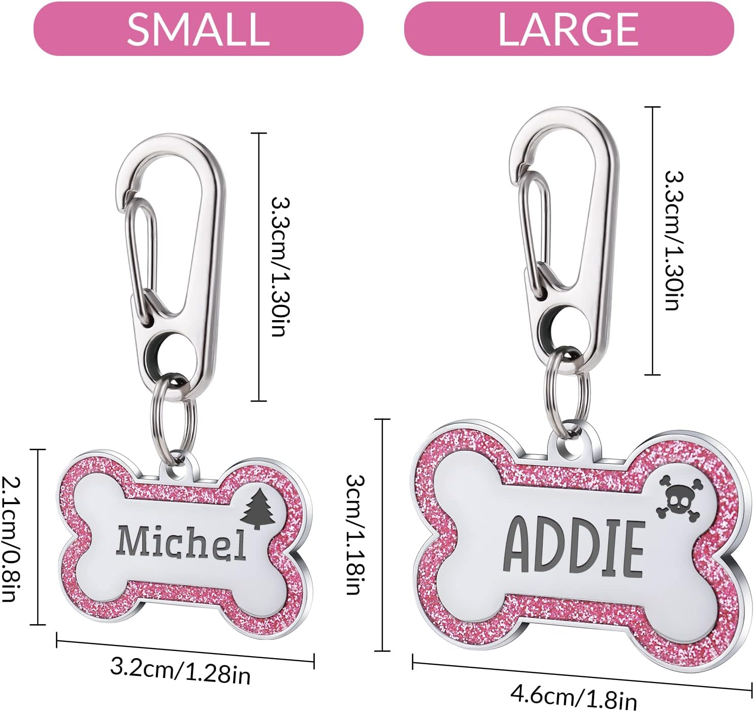 Etiquetas de identificación personalizadas grabadas para mascotas, grabadas personalizadas, fáciles de leer, etiquetas de identificación
