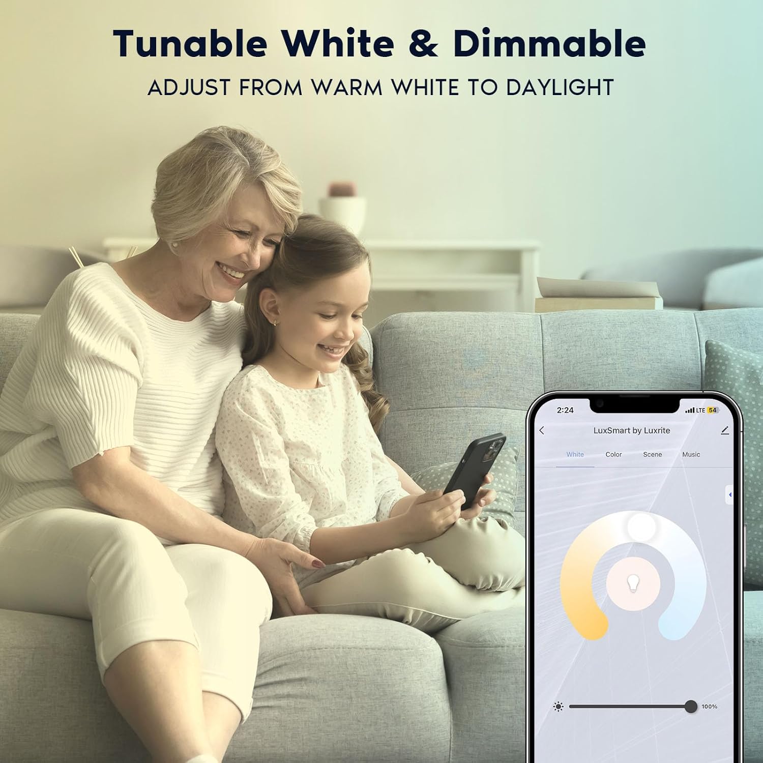 LUXRITE Iluminación empotrable LED inteligente de 6 pulgadas, cambio de color RGBW, aplicación WiFi y control de voz, compatible con Alexa y Google
