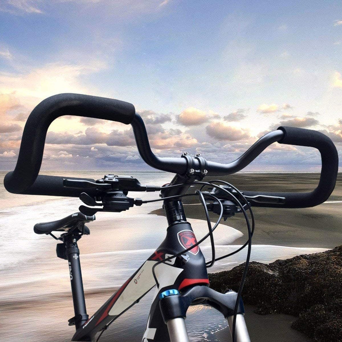 Xafissy – Empuñaduras de espuma para bicicleta, 1 par de empuñaduras de manillar de bicicleta color negro, cubierta flexible para manubrio de