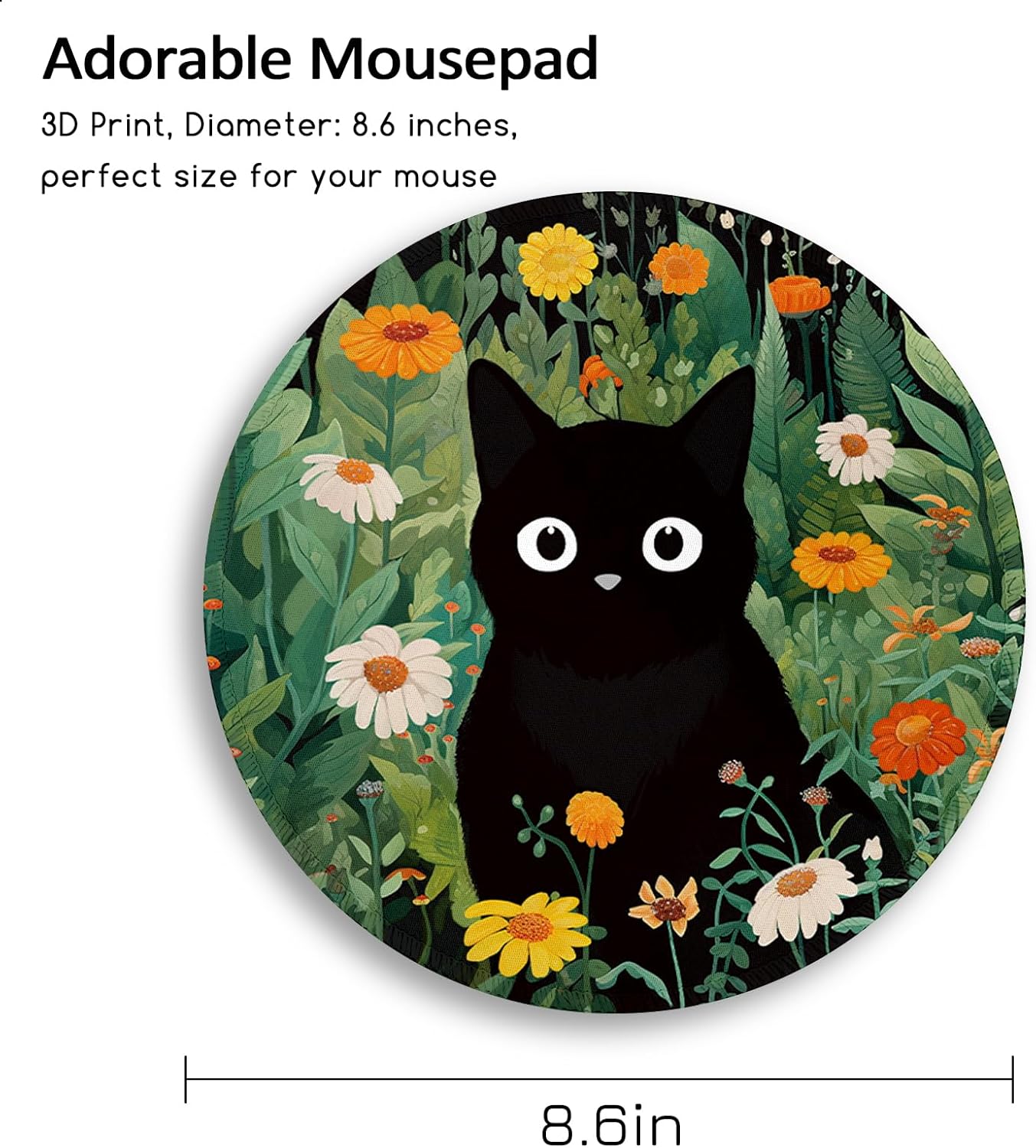 Alfombrilla de mouse para gatos, bonita alfombrilla de mouse pequeña para escritorio, alfombrilla de mouse redonda de viaje para mouse inalámbrico,