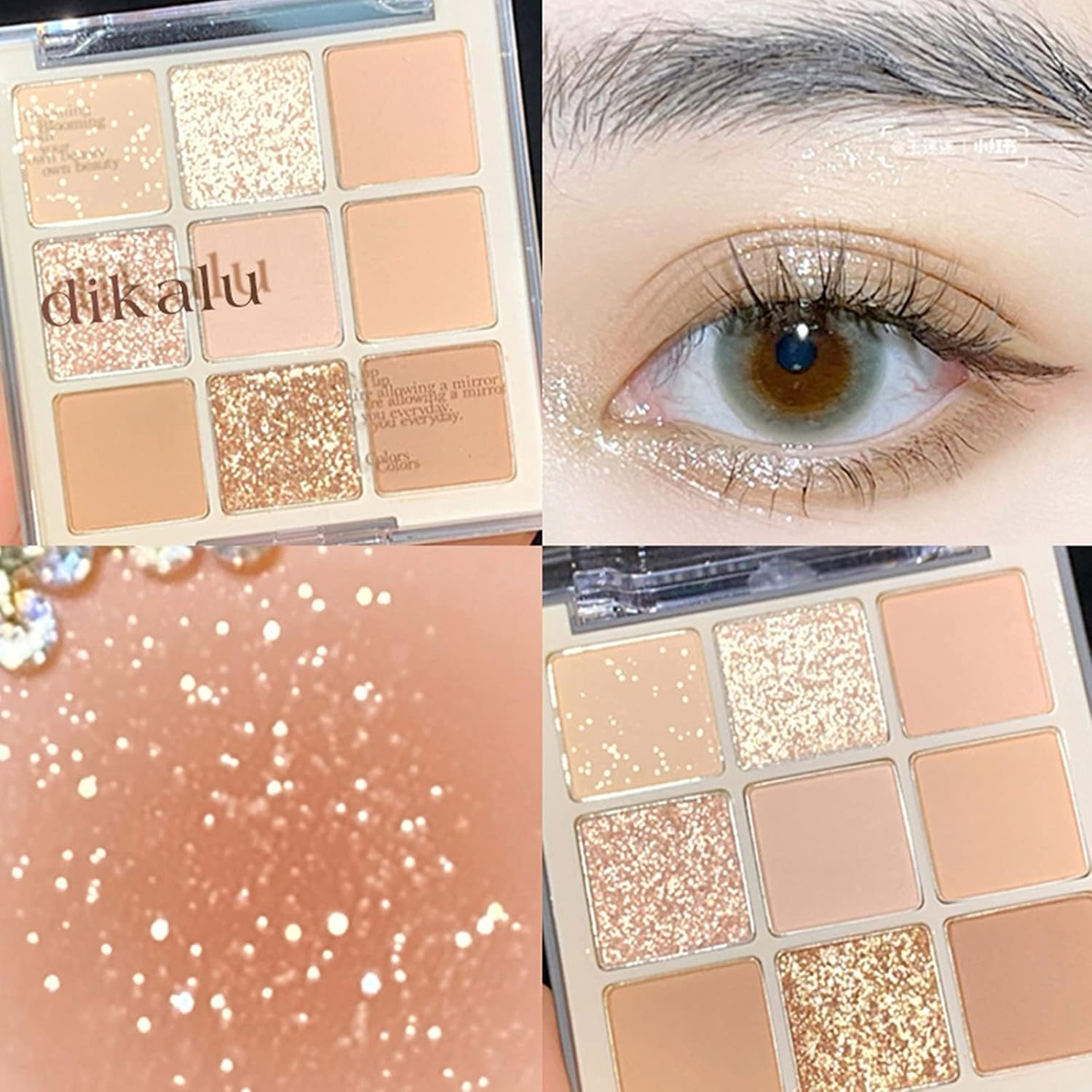 Paleta de sombra de ojos mate con purpurina de 9 colores, color piel, melocotón, oro rosa, champán, naranja, crema, beige, tierra, neutro, ahumado,