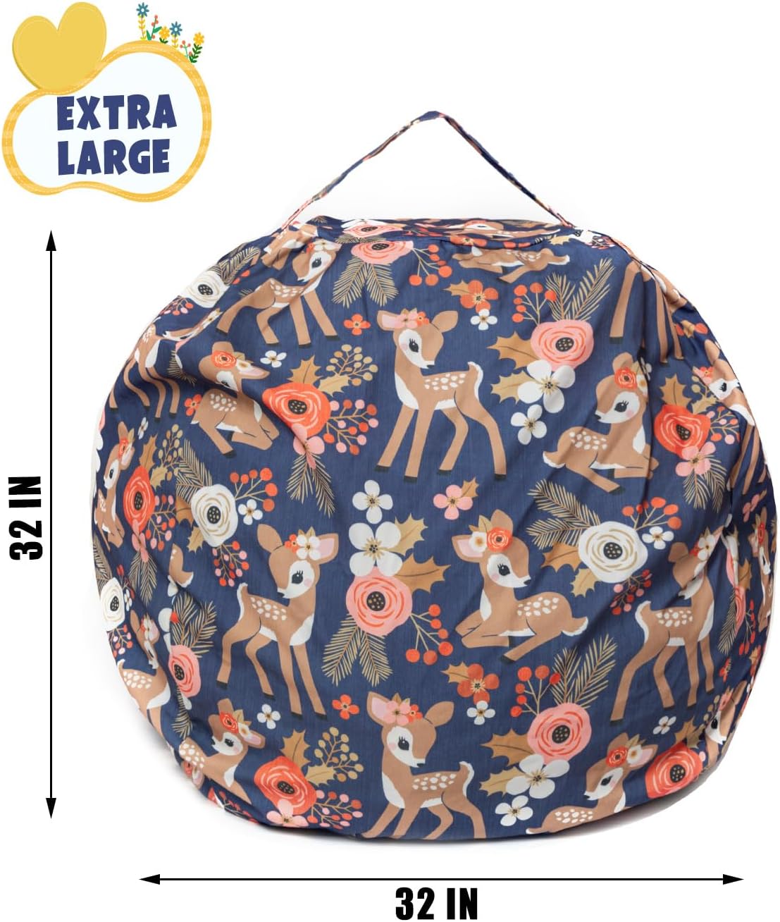 LOLOMLO Funda para puf de almacenamiento de animales de peluche, para niños, mantas, toallas, puf (solo funda), sofá de lona con cremallera YKK,