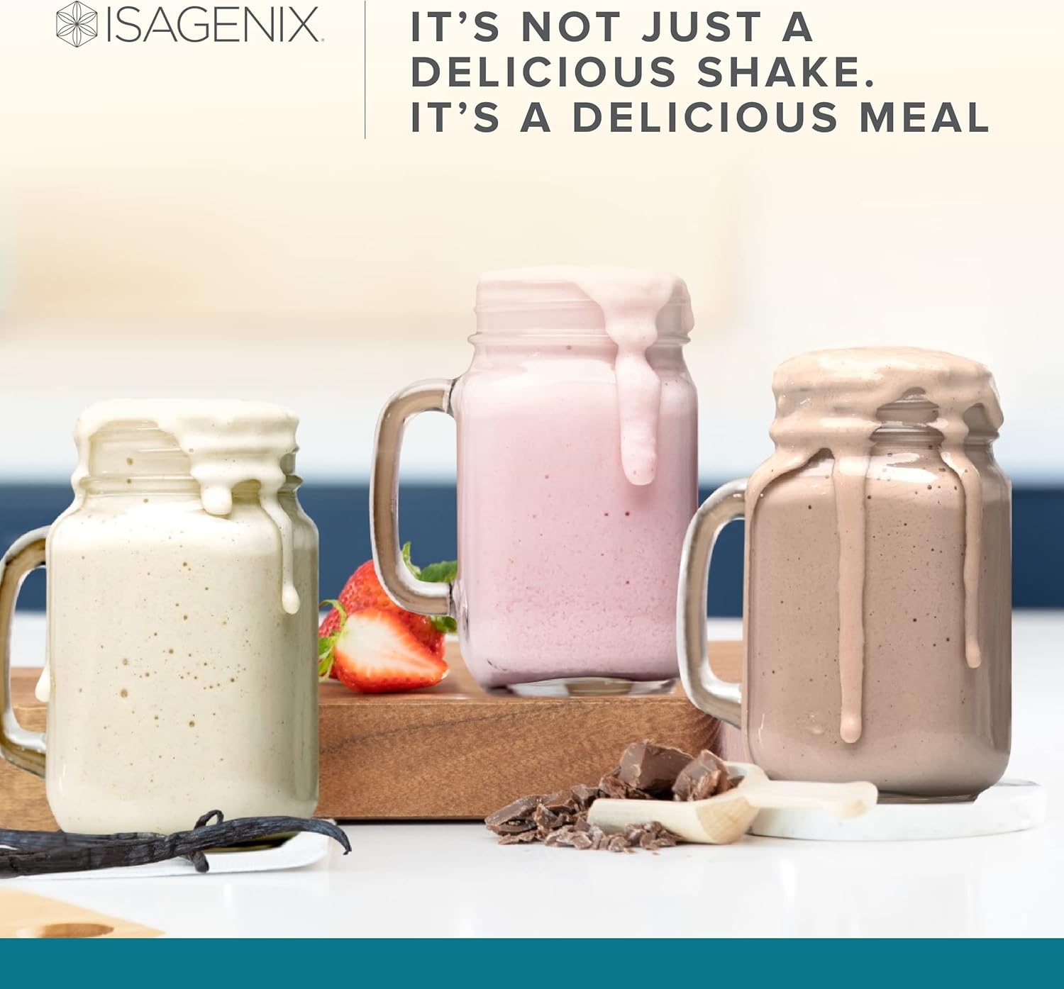 Malteada natural de cremoso chocolate holandés Isagenix isalean, 14x 1paquetes de comida x 2.2onzas, 30.1onzas en total