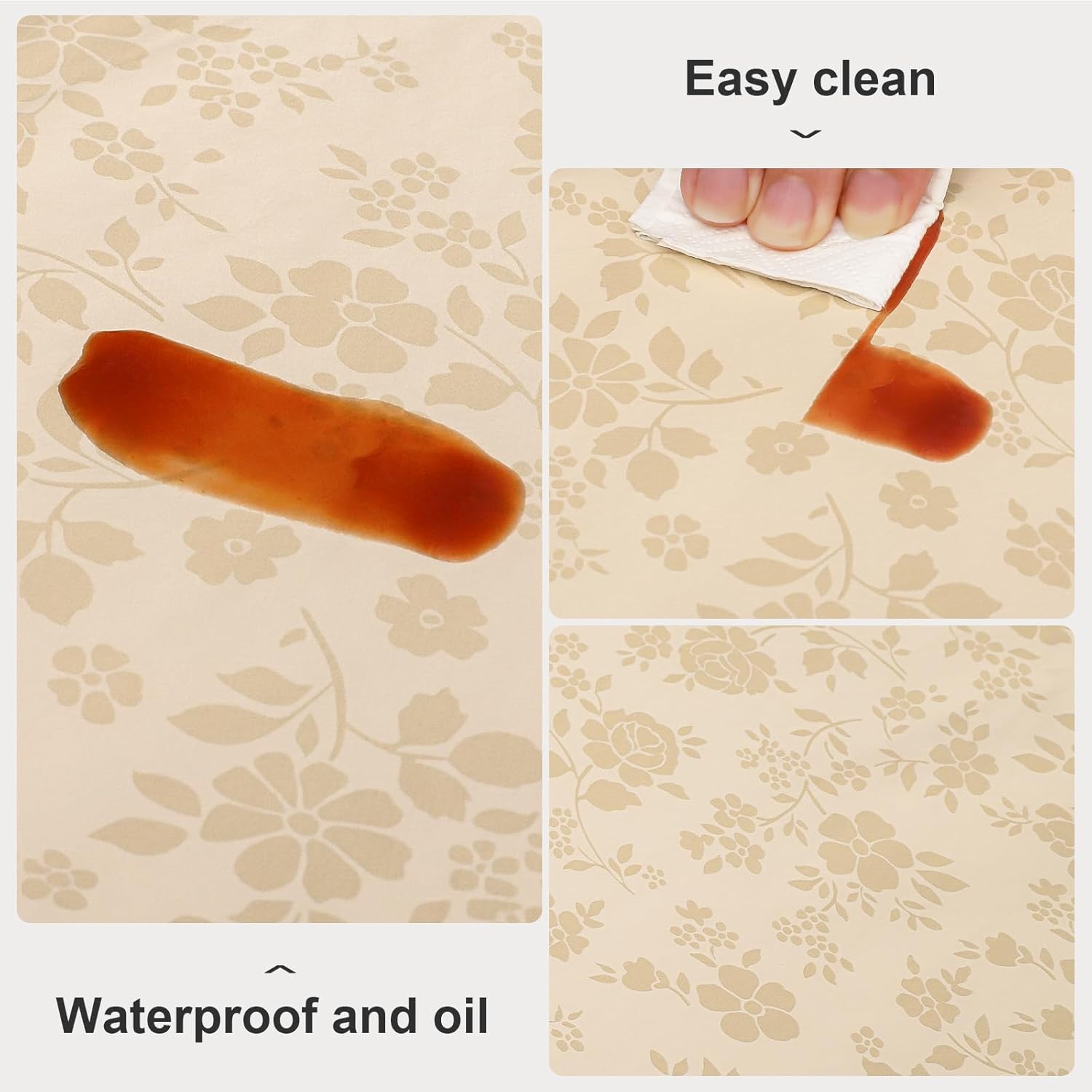 Vonabem Mantel rectangular de PVC 100% impermeable, mantel de vinilo con reverso de franela, a prueba de derrames de aceite, mantel lavable para