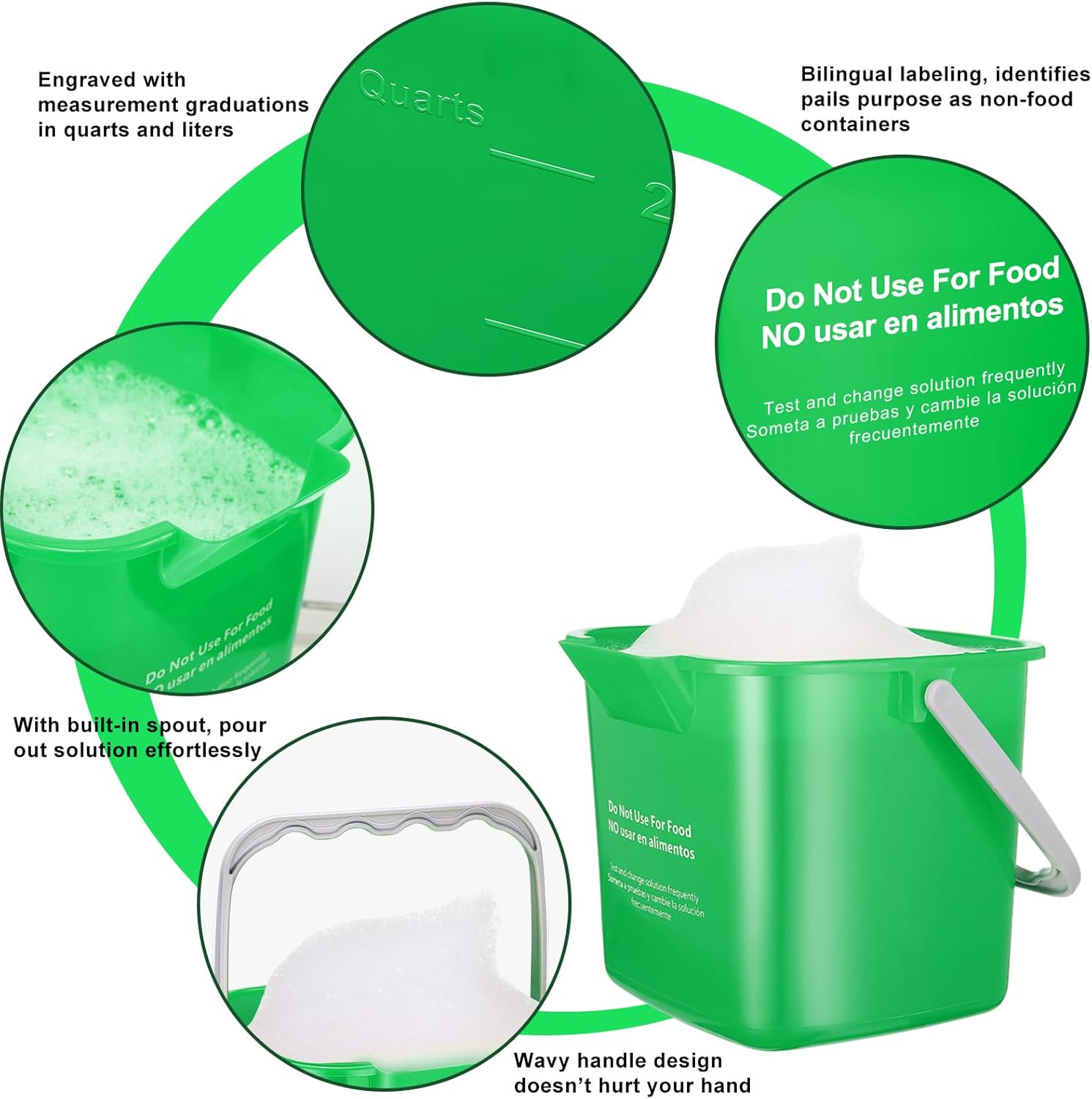 3 cubos de 6 cuartos de galón para limpiar pequeños cubos cuadrados de detergente para el hogar, comercial, restaurante, cocina, oficina, escuela