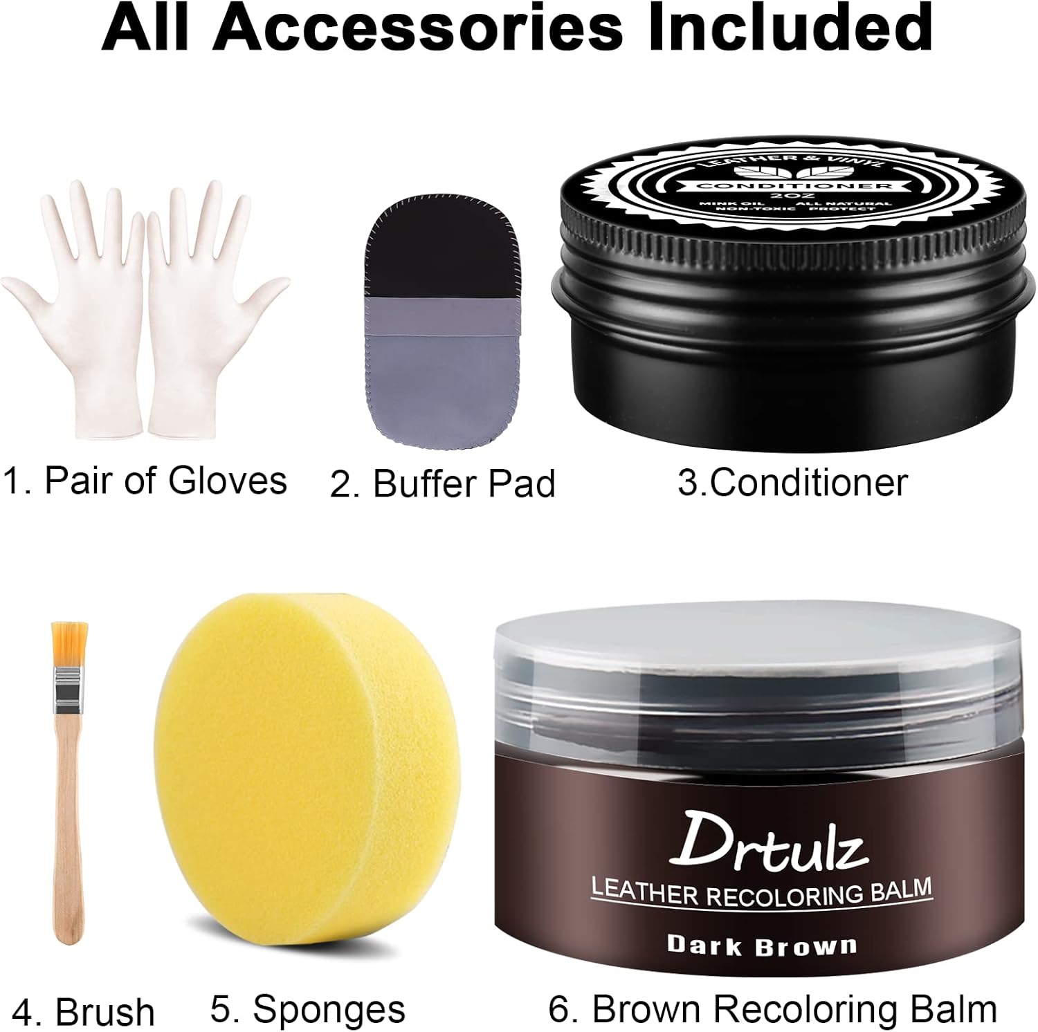 drtulz Color de reparación de cuero, acondicionador de bálsamo de cuero marrón oscuro, restaurador de cuero marrón oscuro, tinte de cuero, kits de